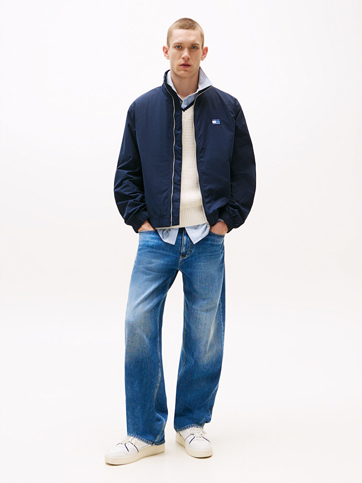 TOMMY HILFIGER Erkek Marka Logolu Full Fermuarlı Şık Görünüşlü Günlük Kullanıma Uygun Lacivert Mont DM0DM21929 C1G