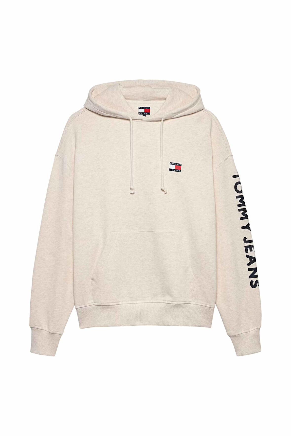 Erkek Cropped Fit Kapüşonlu Kol Baskılı Sweatshirt - Bej | L