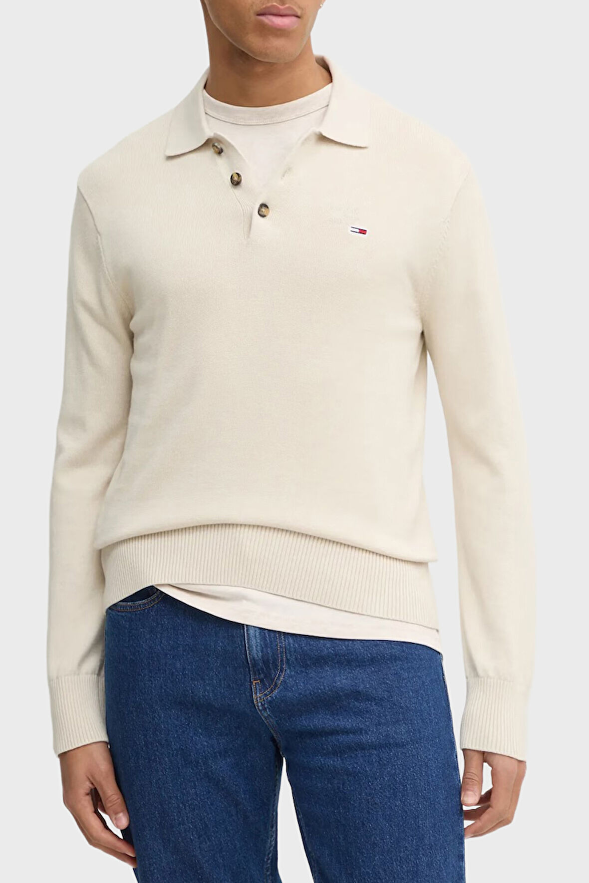 Tommy Jeans Erkek Polo Yaka Kazak DM0DM20304 ACH