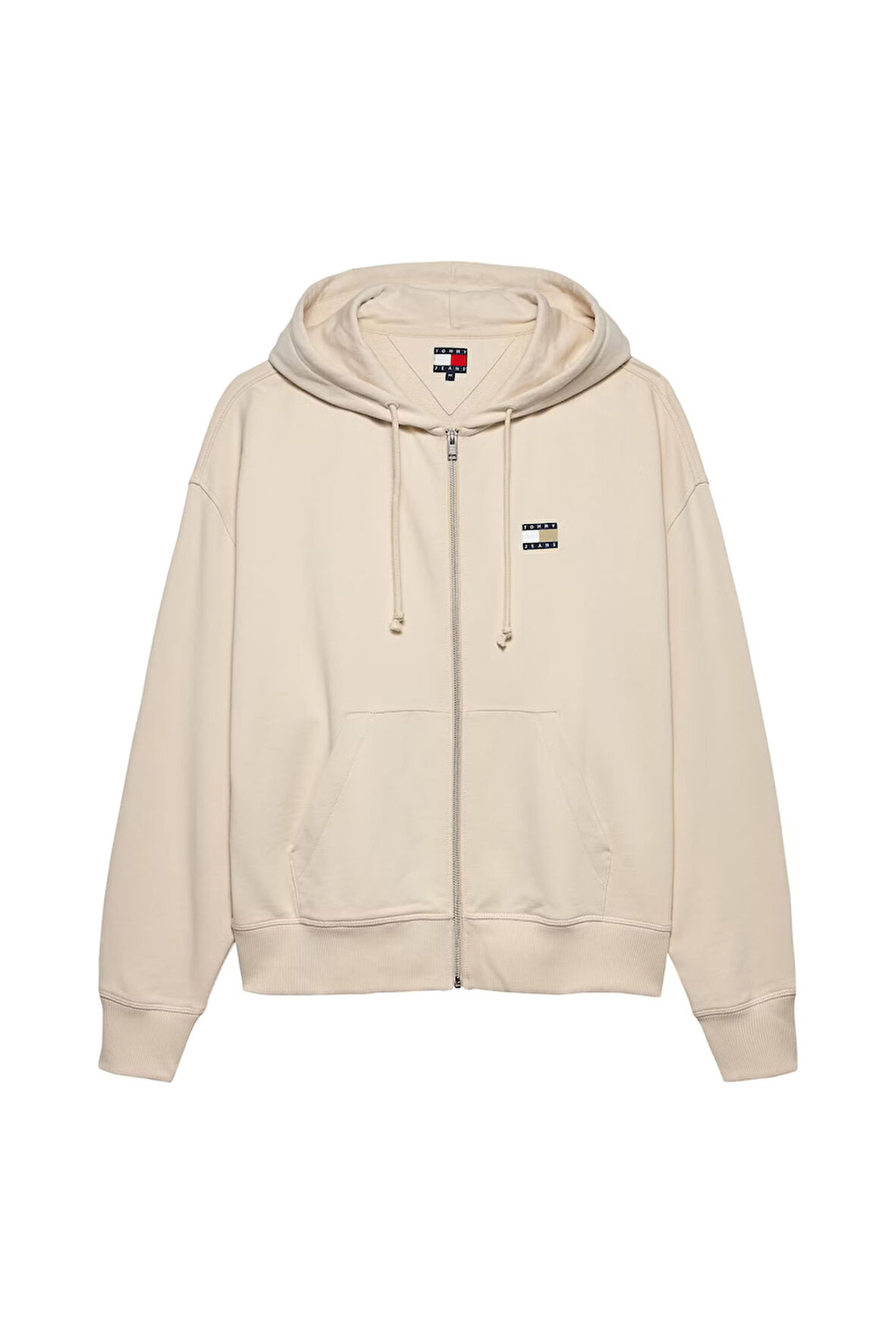 Erkek Cropped Fit Kapüşonlu Fermuarlı Sweatshirt - Krem | M