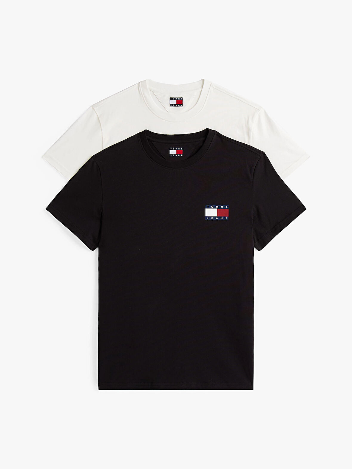 TOMMY HILFIGER Erkek Marka Logolu Pamuklu Günlük Kullanıma Uygun Siyah-Beyaz T-Shirt DM0DM22143 0XM