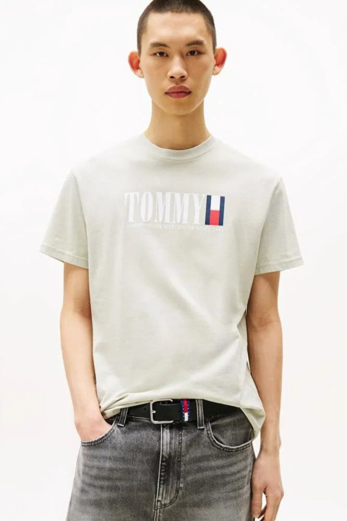 Erkek Tommy Dna Bayrak T-Shirt - Açık Yeşil | XS