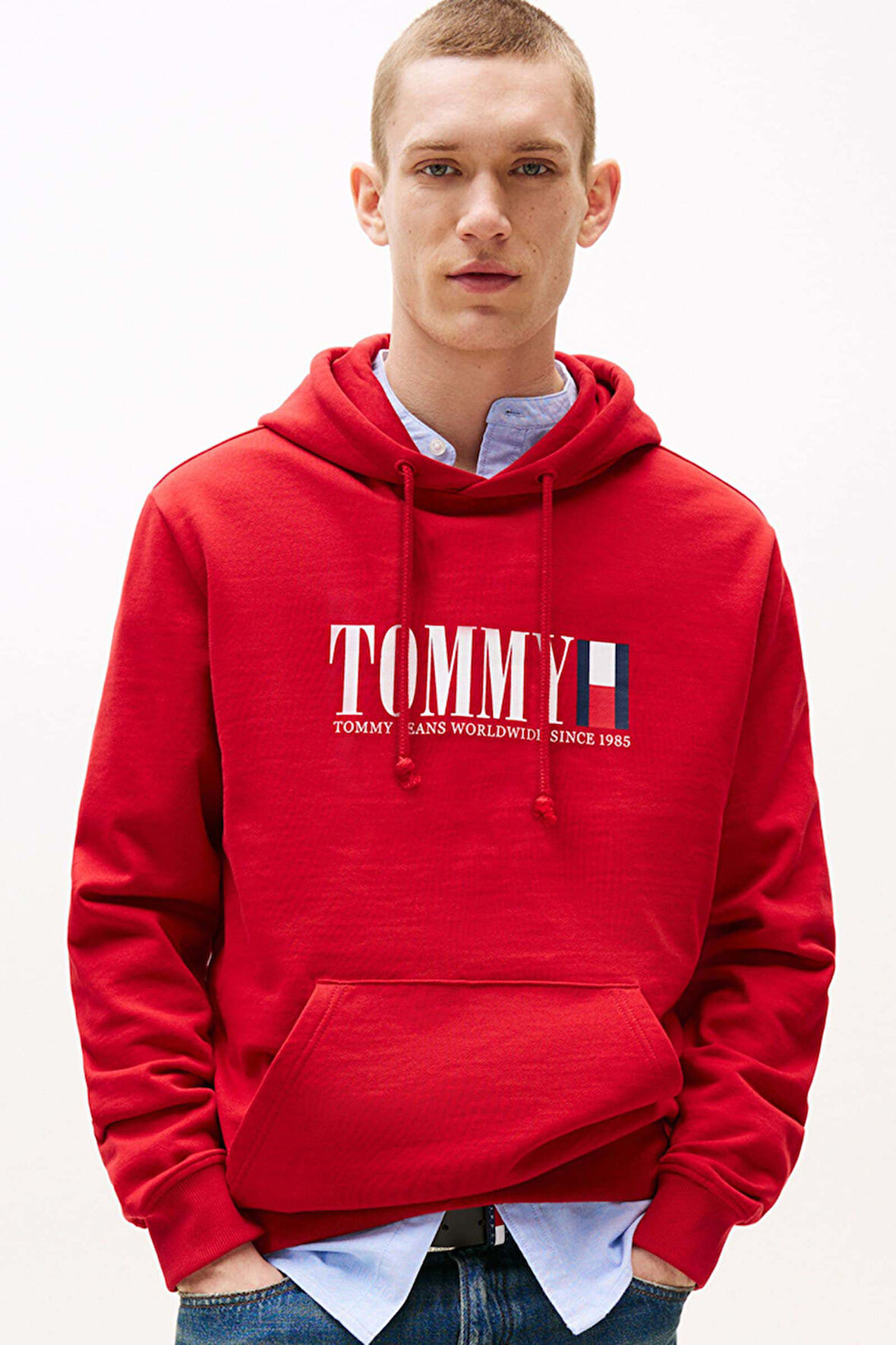 Erkek Regular Fit Kapüşonlu Grafik Logolu Sweatshirt - Kırmızı | S