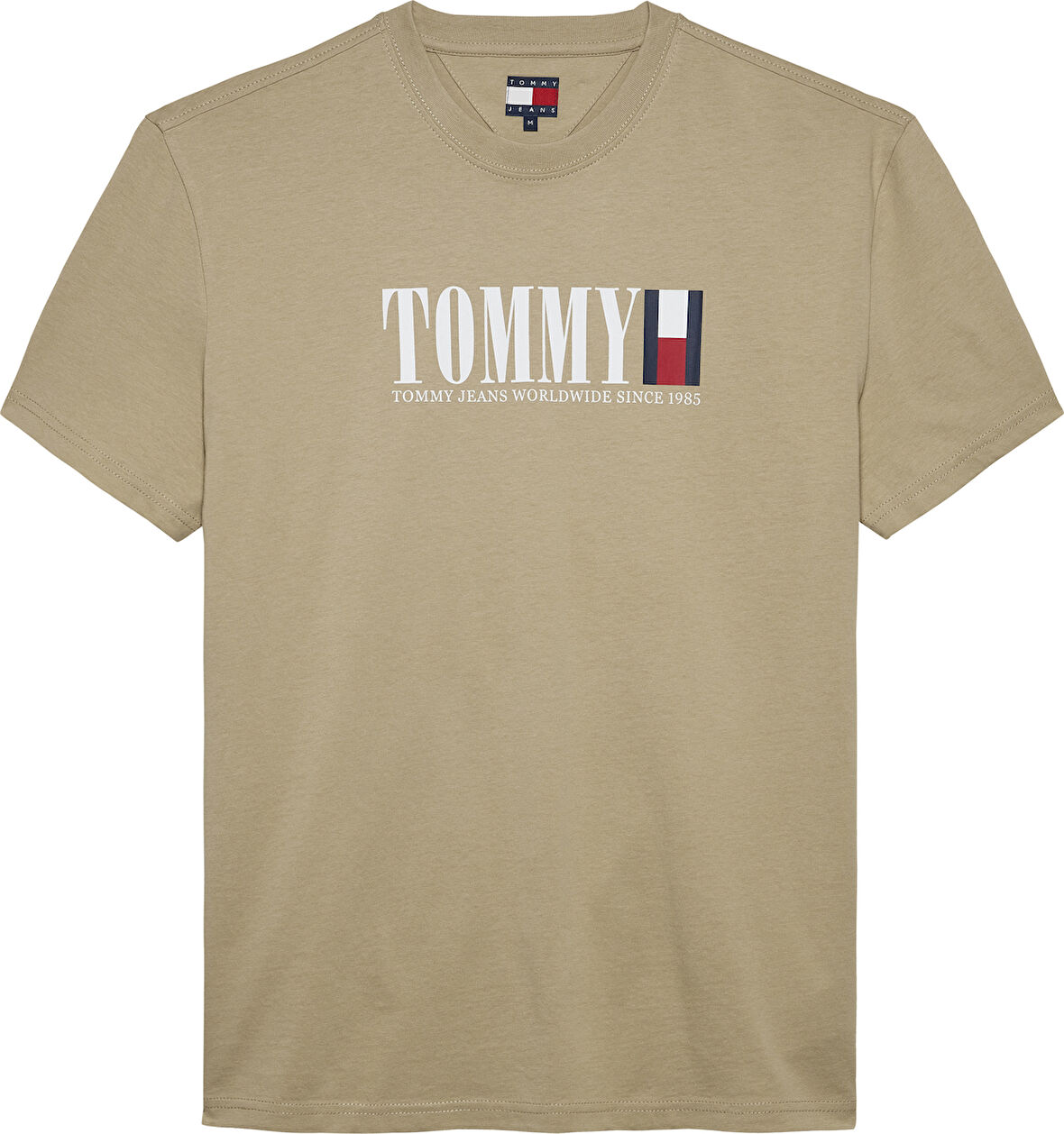 TOMMY HILFIGER Erkek Marka Logolu Pamuklu Günlük Kullanıma Uygun Khaki T-Shirt DM0DM21941 RBV