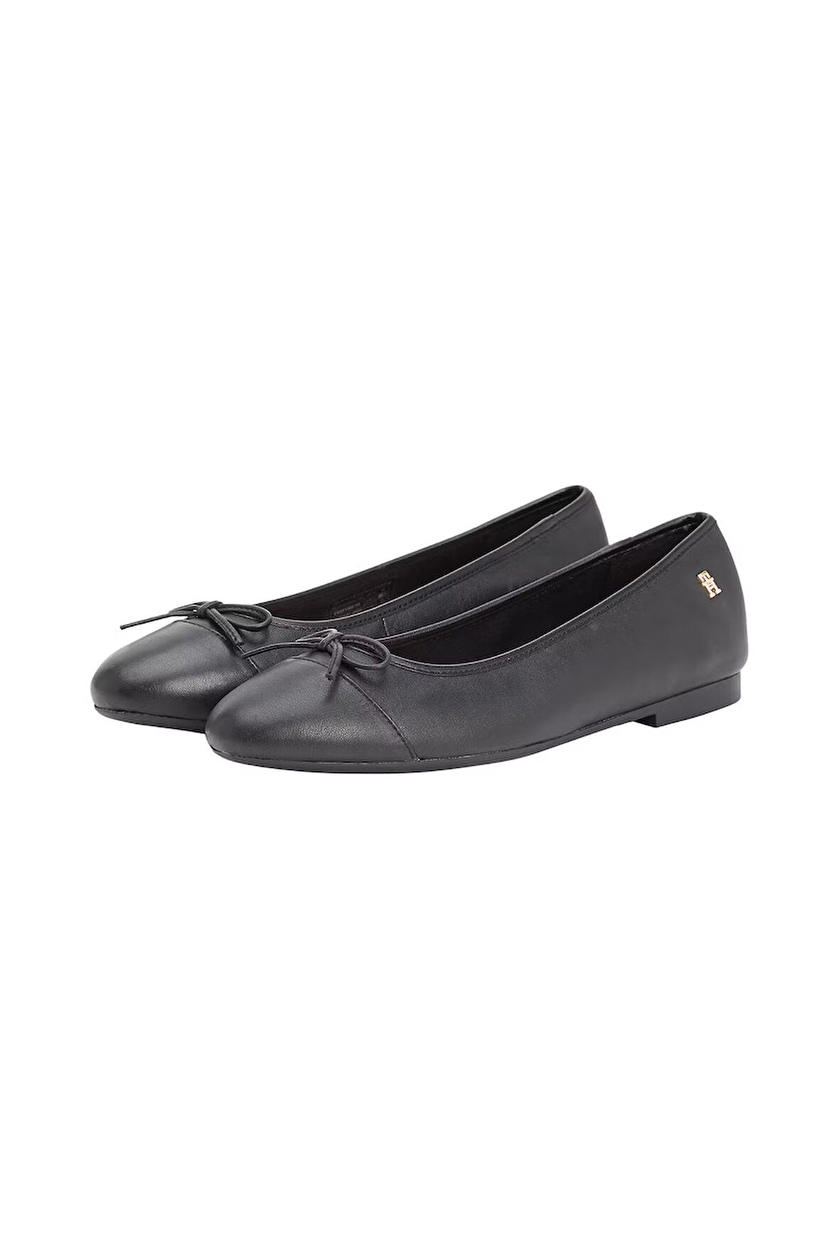 Kadın Toe Cap Leather Ballerina Shoes - Siyah | 36