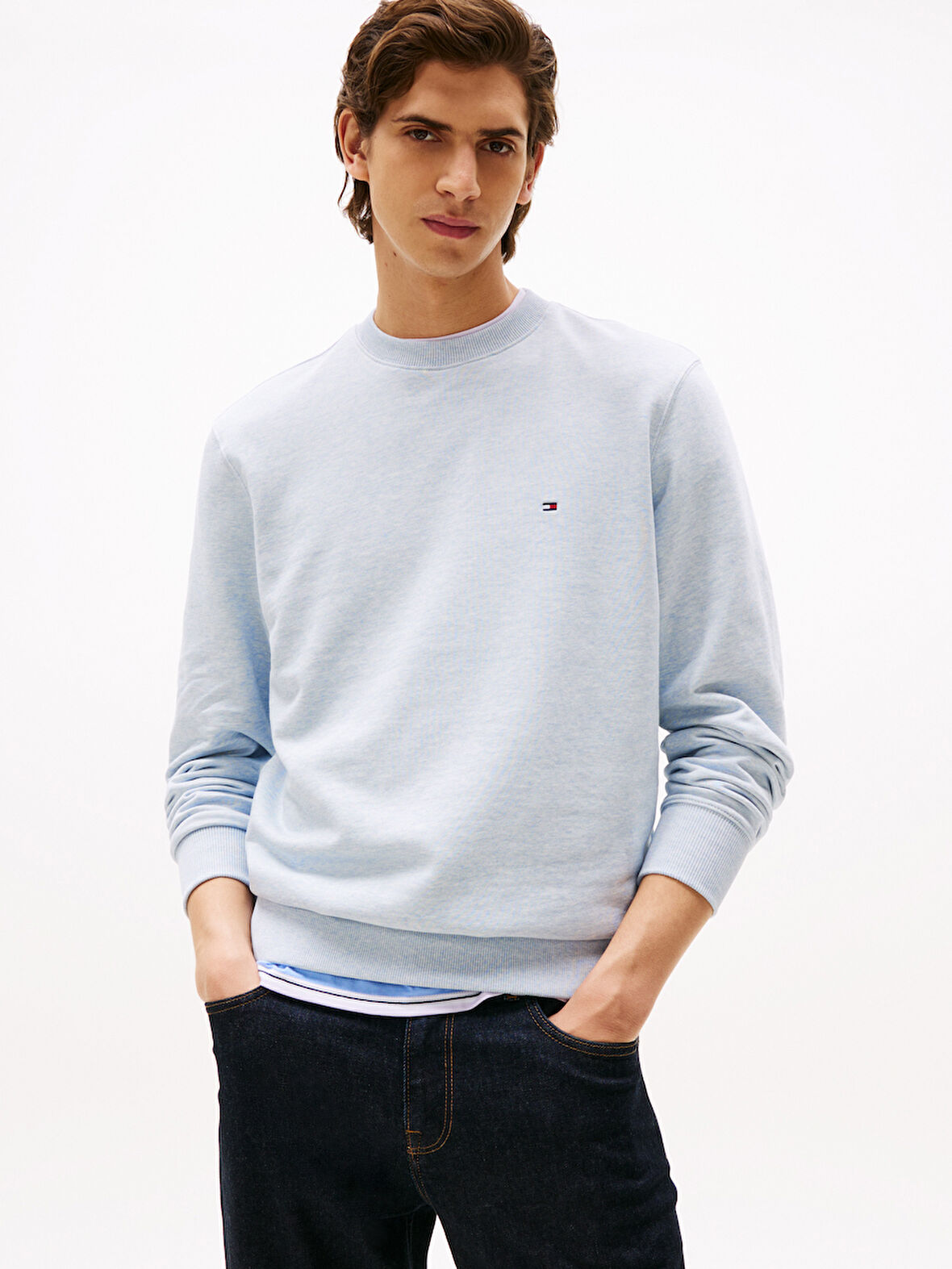 ESSENTIAL TERRY CREWNECK Erkek Mavi Sweatshirt - MW0MW37237