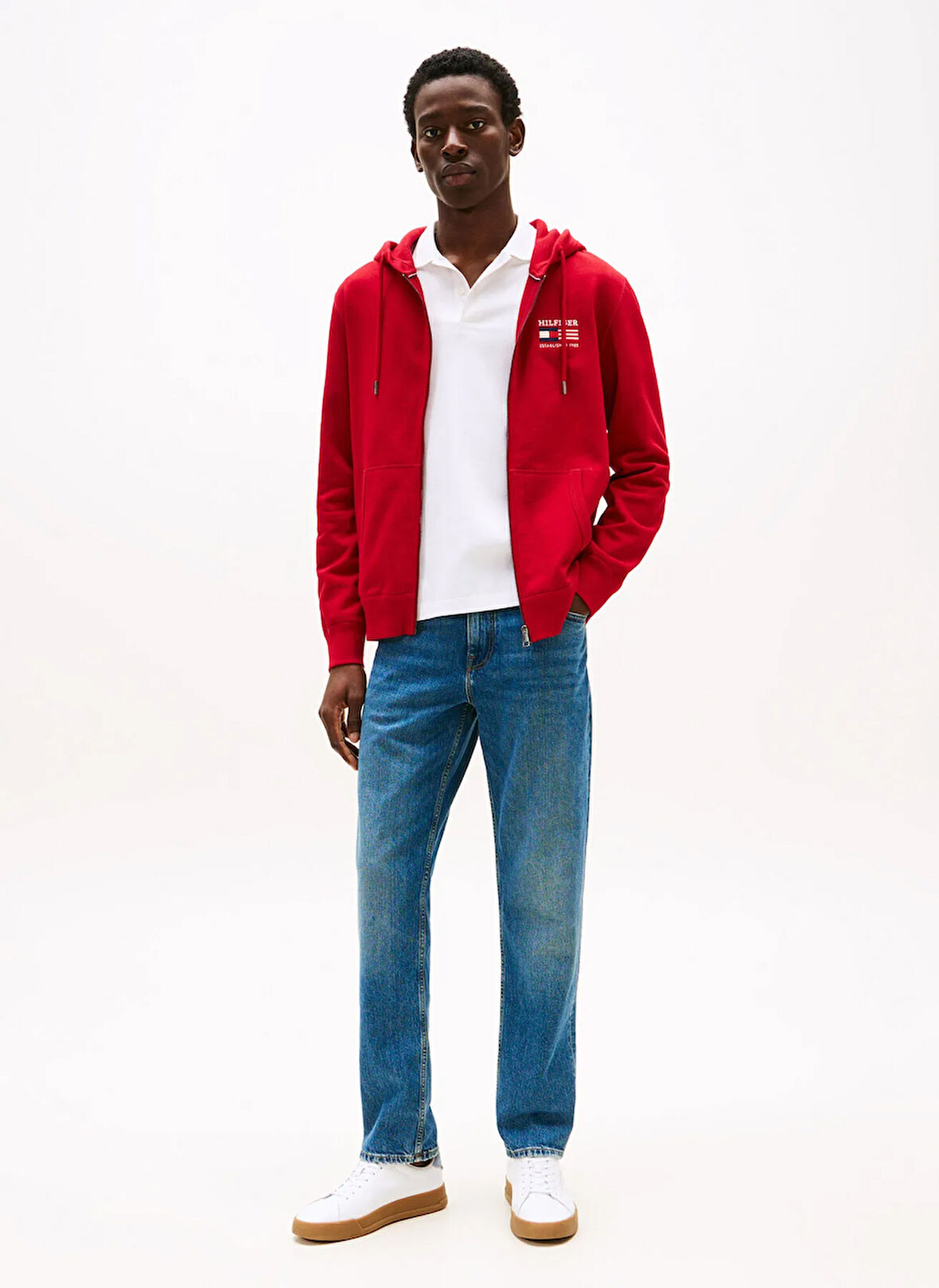 Tommy Hilfiger Kapüşon Yaka Kırmızı Erkek Sweatshırt MW0MW39691XLD_AMERICANA ZIP THROUGH