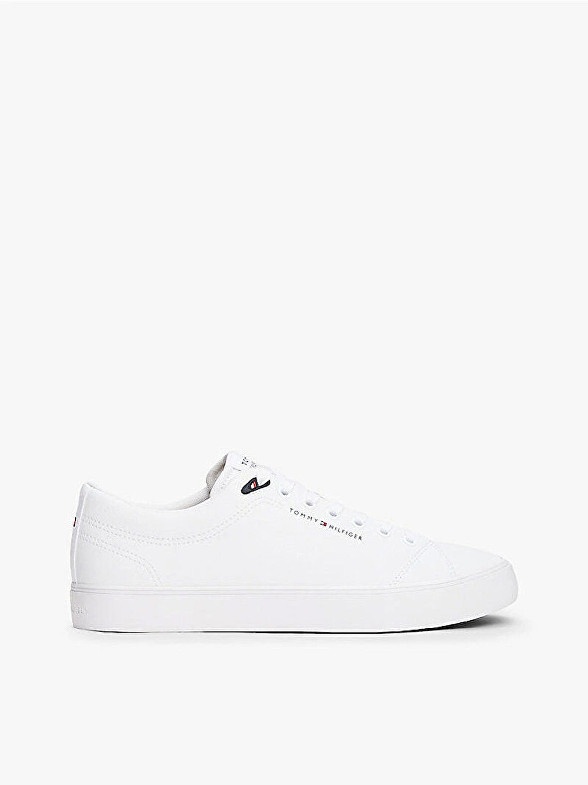 Tommy Hilfiger TH HI VULC CORE LOW LTH II ESS Erkek Beyaz Sneaker FM0FM05511YBS