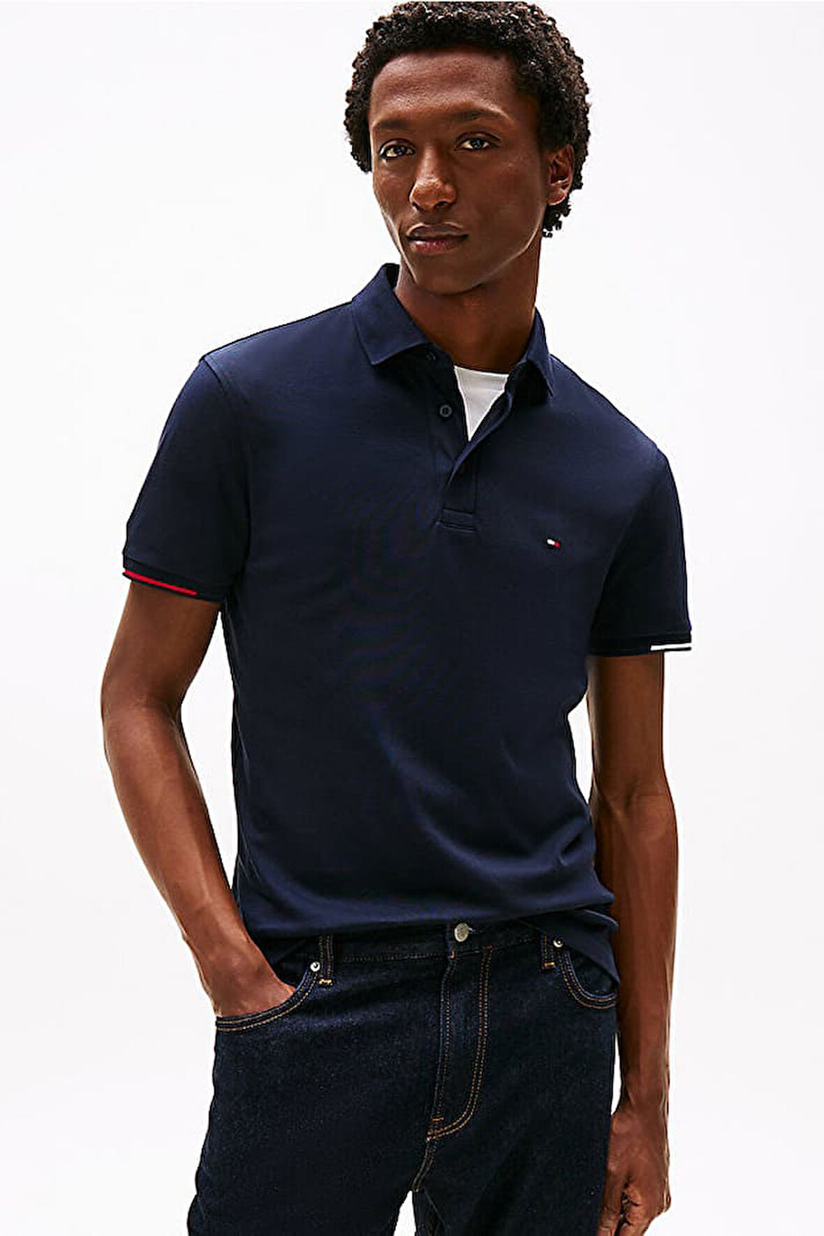 Erkek İnterlock Flagcuff Polo T-Shirt - Lacivert | L