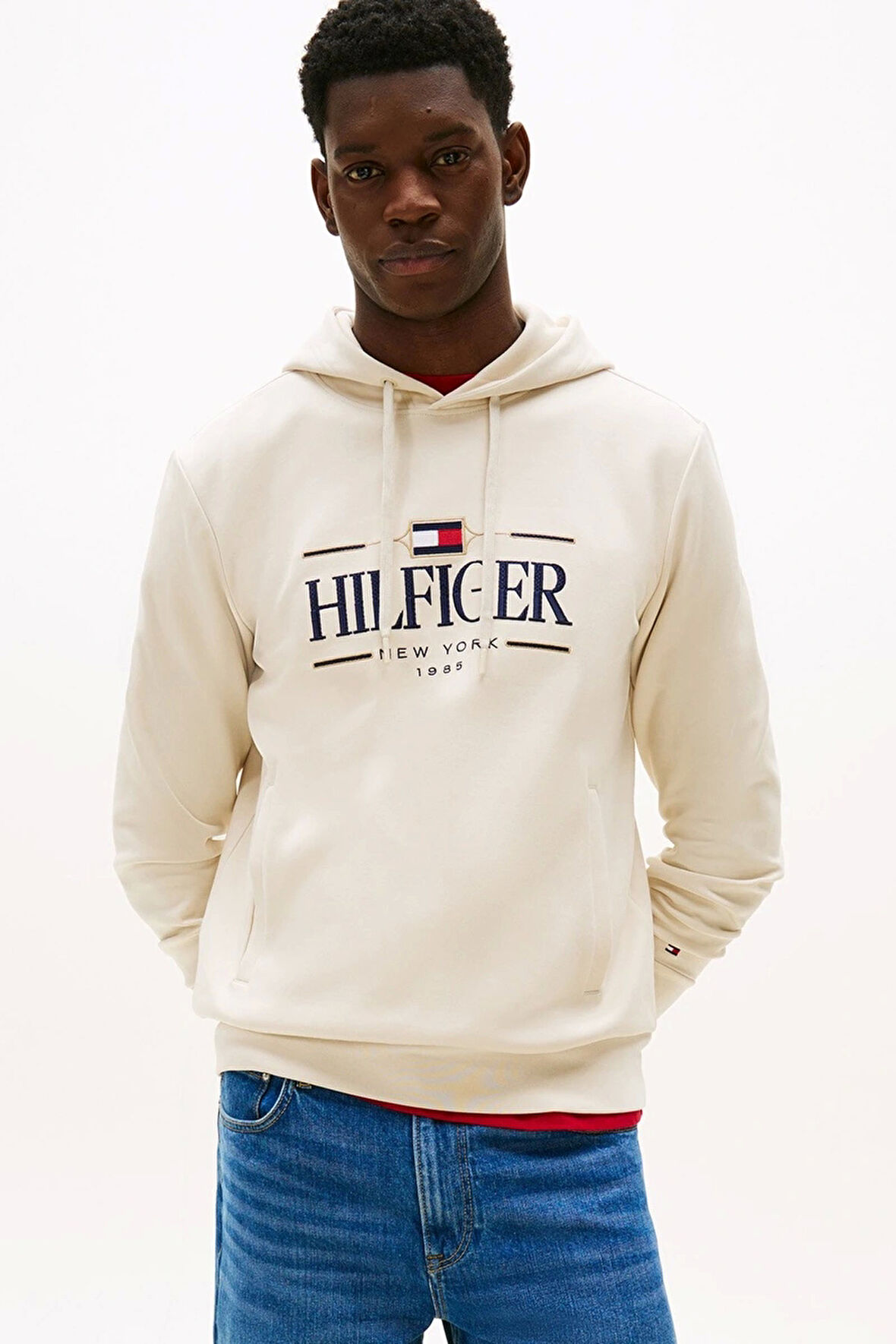 Tommy Hilfiger ICON HILFIGER HOODIE Erkek Bej Kazak MW0MW39586ACG