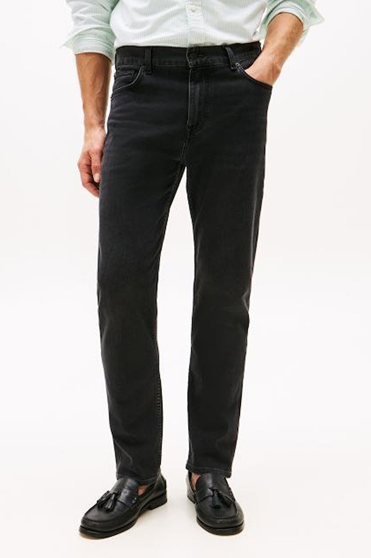 Erkek Düz Kesim 5 Cepli Kot Pantolon - Siyah | 30/32