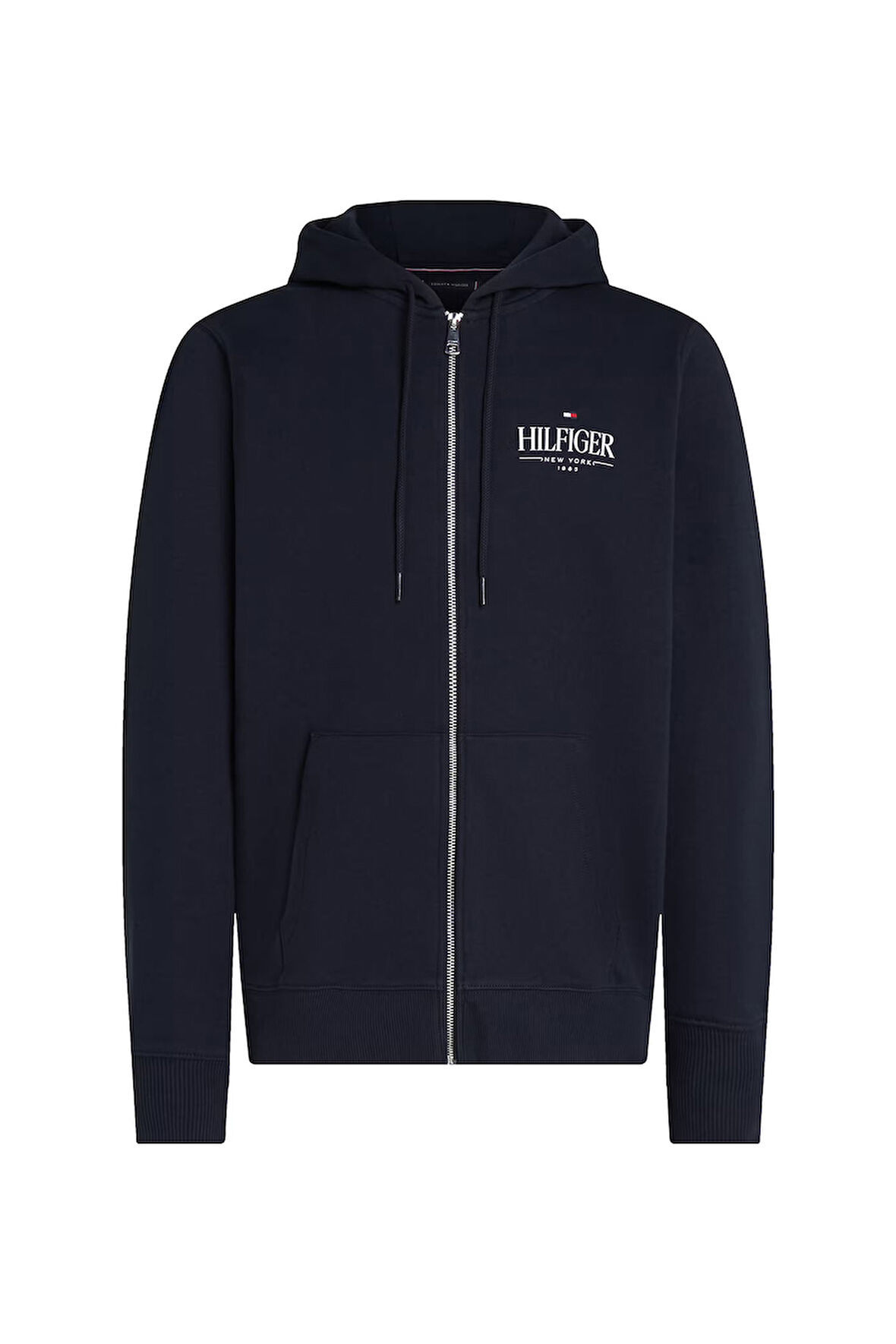 Erkek Hilfiger Stacked Fermuarlı Kapüşonlu Sweatshirt - Lacivert | S