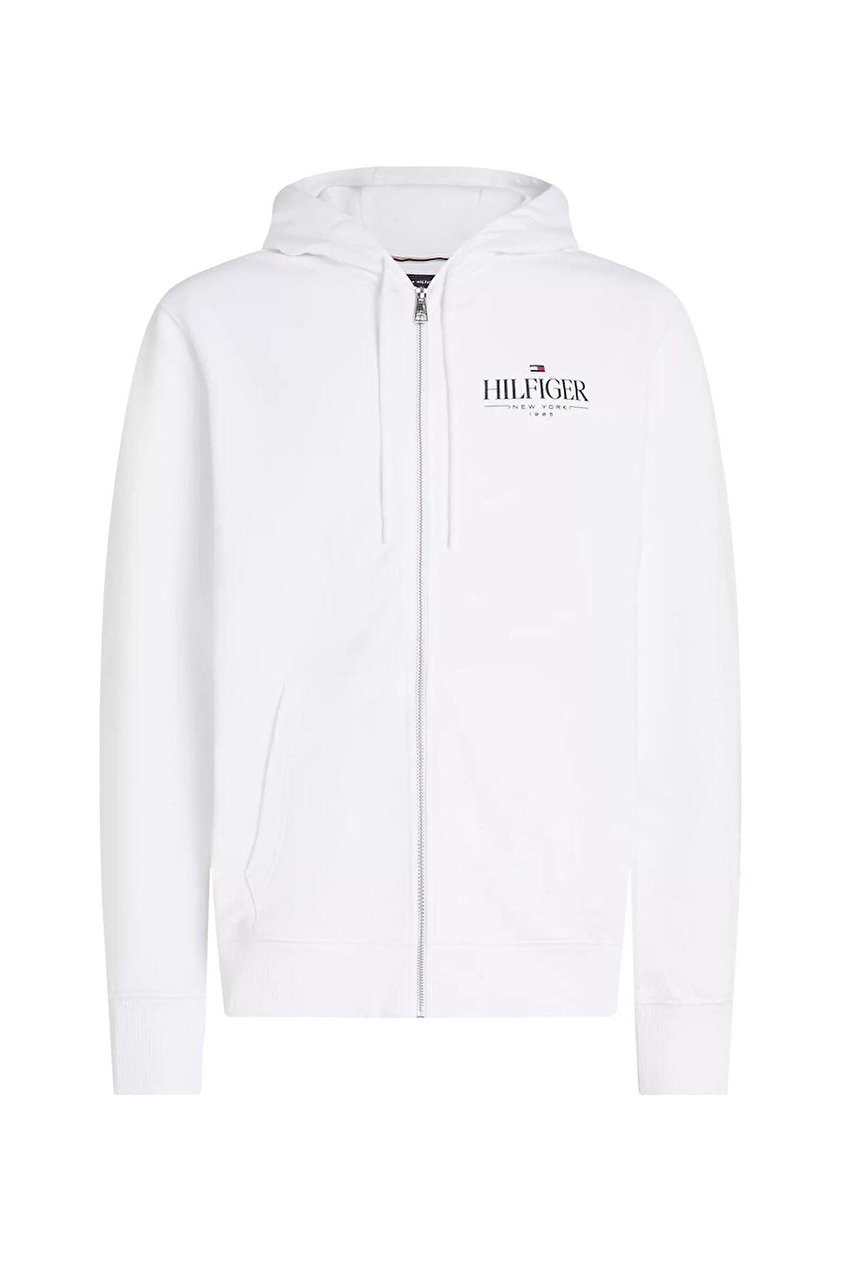 Erkek Hilfiger Stacked Kapüşonlu Fermuarlı Sweatshirt - Beyaz | L