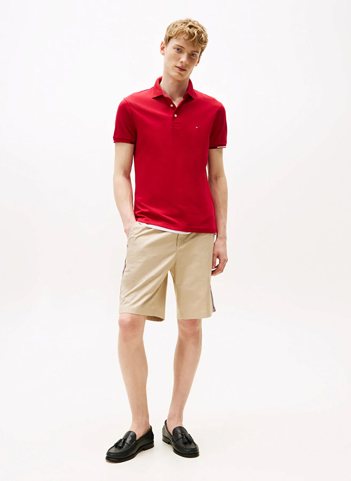 Tommy Hilfiger Kırmızı Erkek Polo T-Shirt MW0MW39348XLD_INTERLOCK FLAGCUFF SL