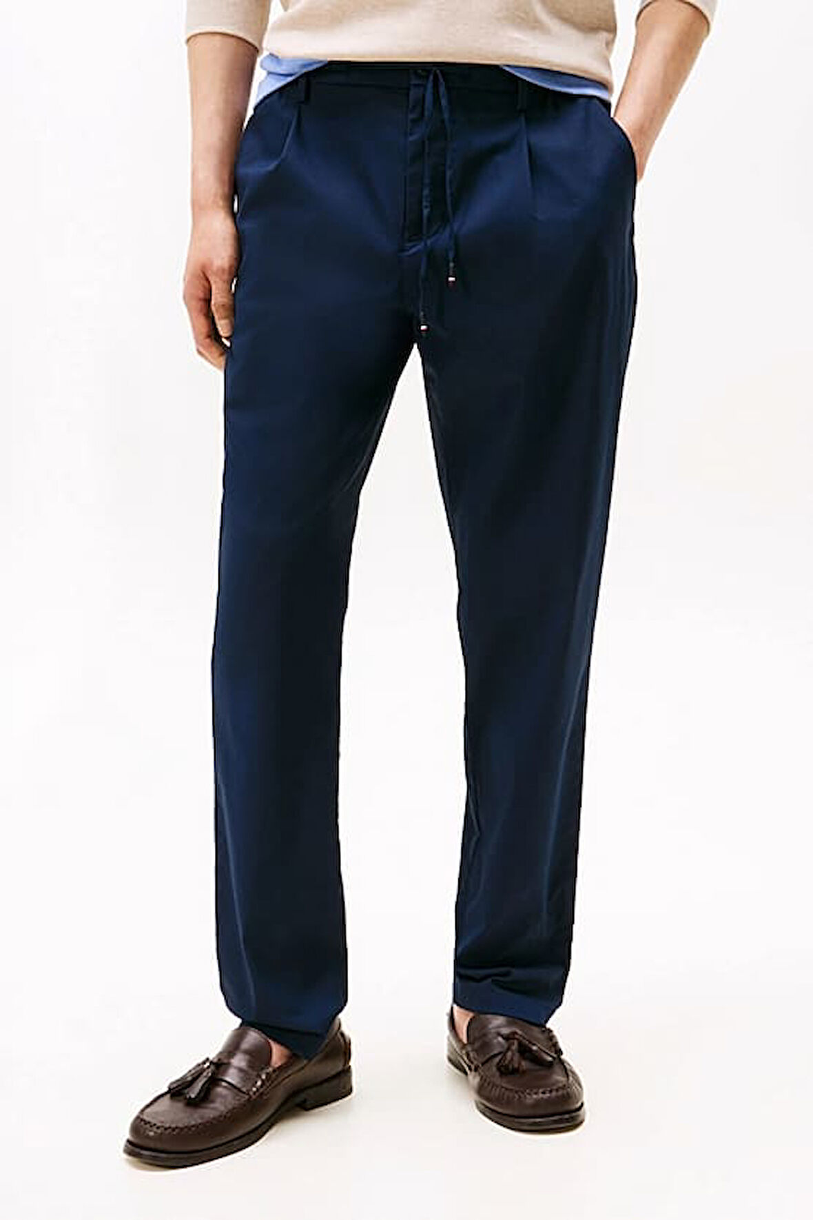 Erkek Tapered Fit Bilek Boy Teknik Kumaş Pantolon - Lacivert | 35/30