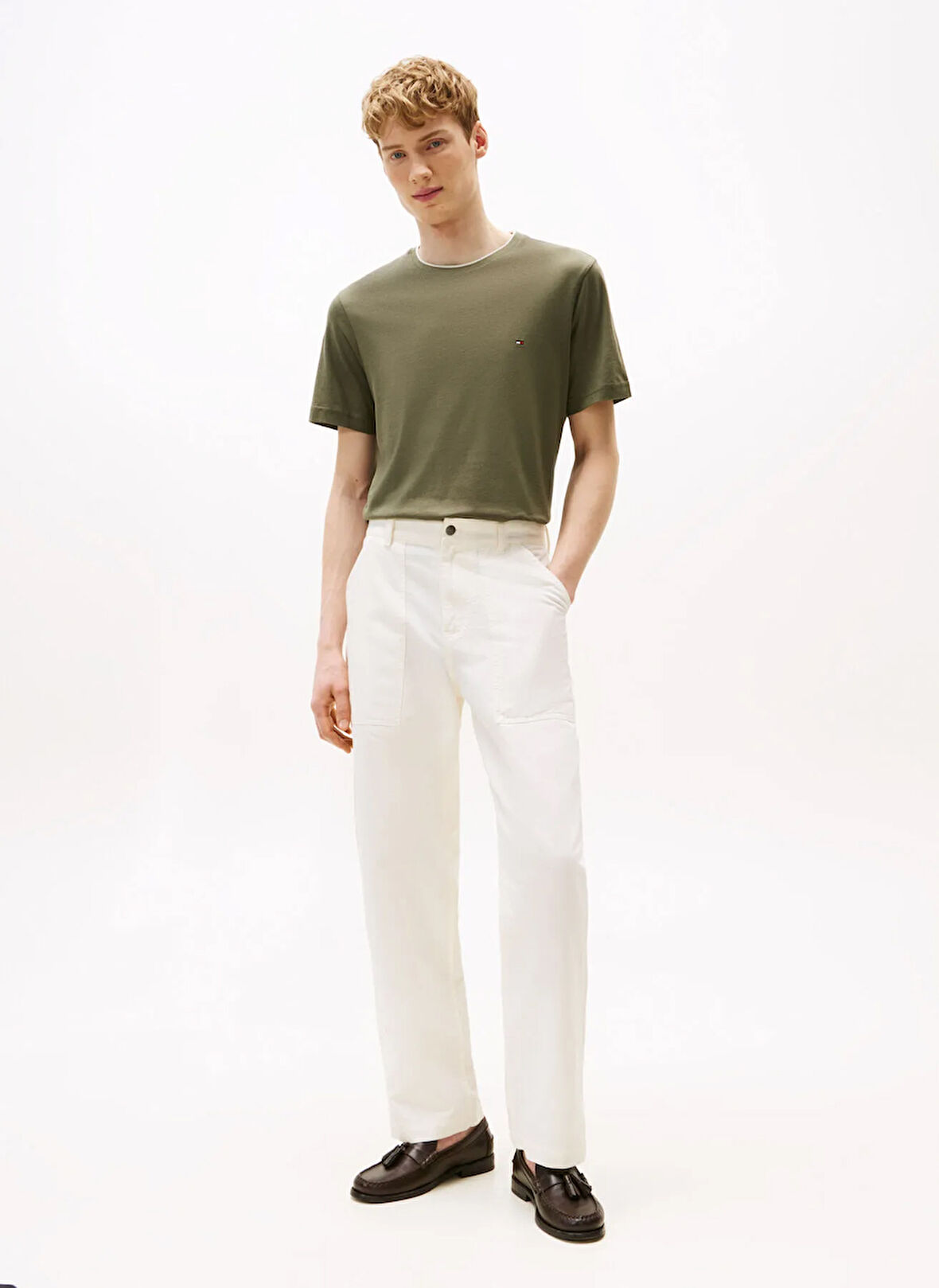 Tommy Hilfiger Bisiklet Yaka Yeşil Erkek T-Shirt MW0MW39368PLI_COTTON MODAL TEE