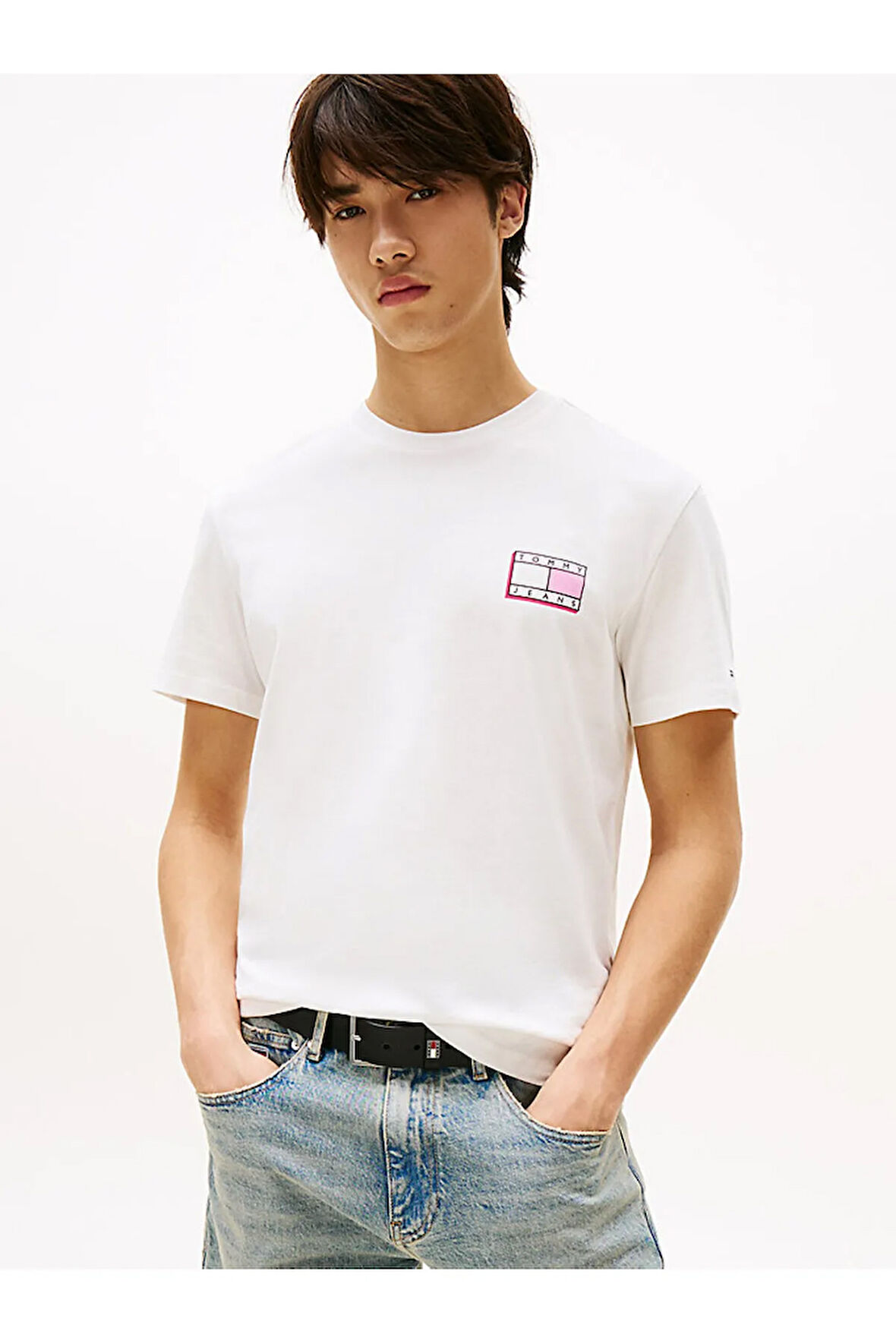 TOMMY HILFIGER Erkek Marka Logolu Pamuklu Günlük Kullanıma Uygun Beyaz1 T-Shirt DM0DM21577 YBL