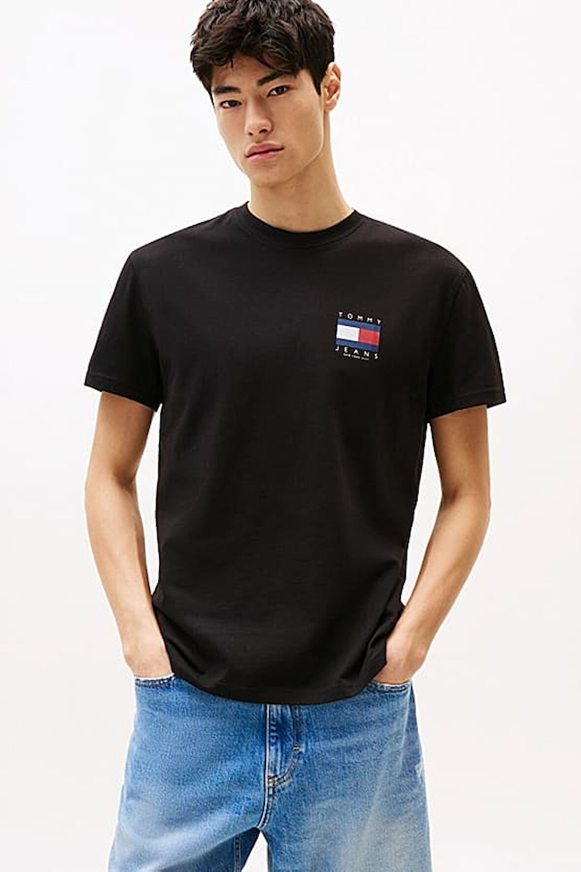 Erkek Sırt Bayrak Logolu T-Shirt - Siyah | XS