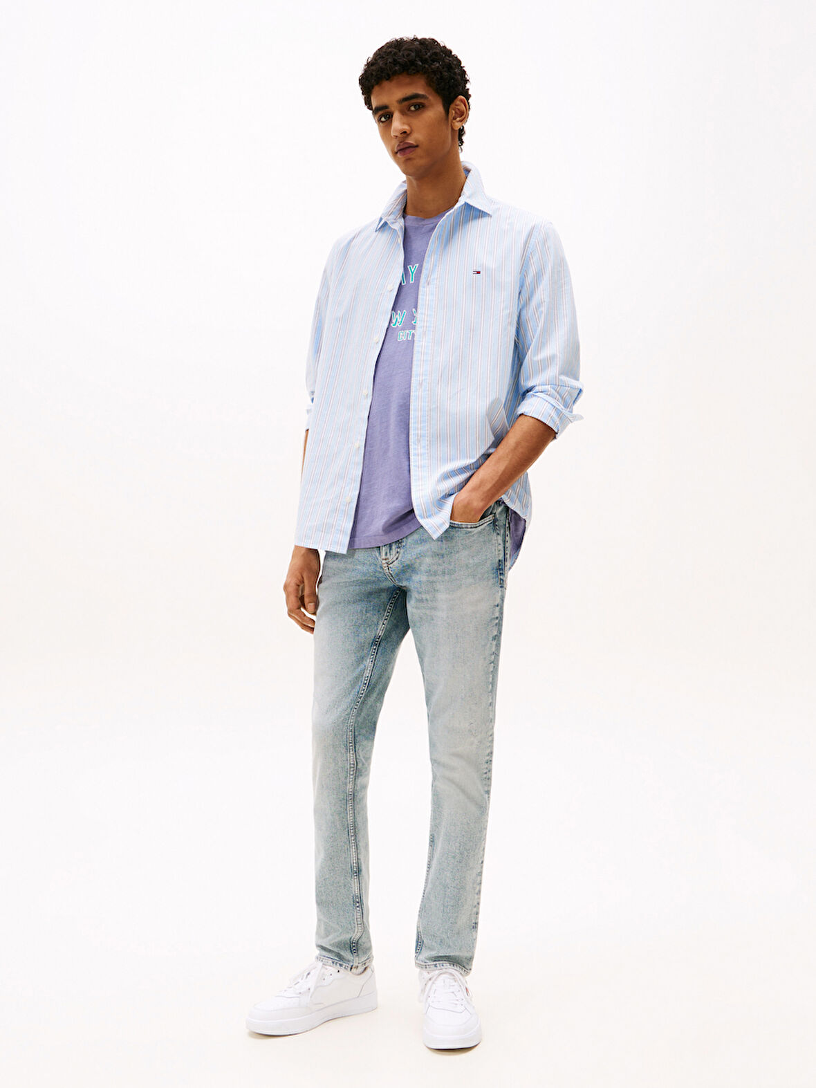 TOMMY HILFIGER Erkek Marka Logolu Çift Cep Şık Görünüşlü Günlük Kullanıma Uygun Denim Mavi Jeans DM0DM21239 1A5