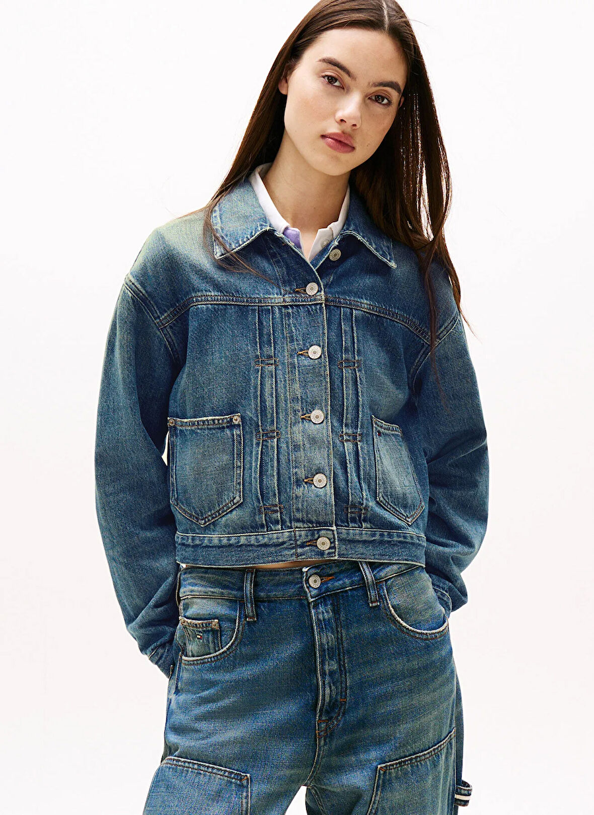 Tommy Jeans Standart Koyu Mavi Kadın Ceket DW0DW210611A5