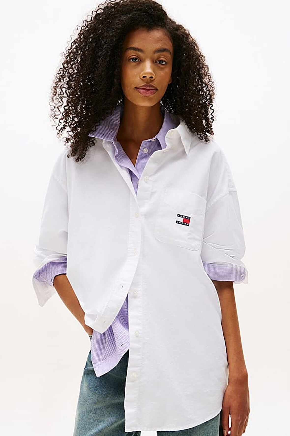 Kadın Oversize Cep Detaylı Gömlek - Beyaz | S