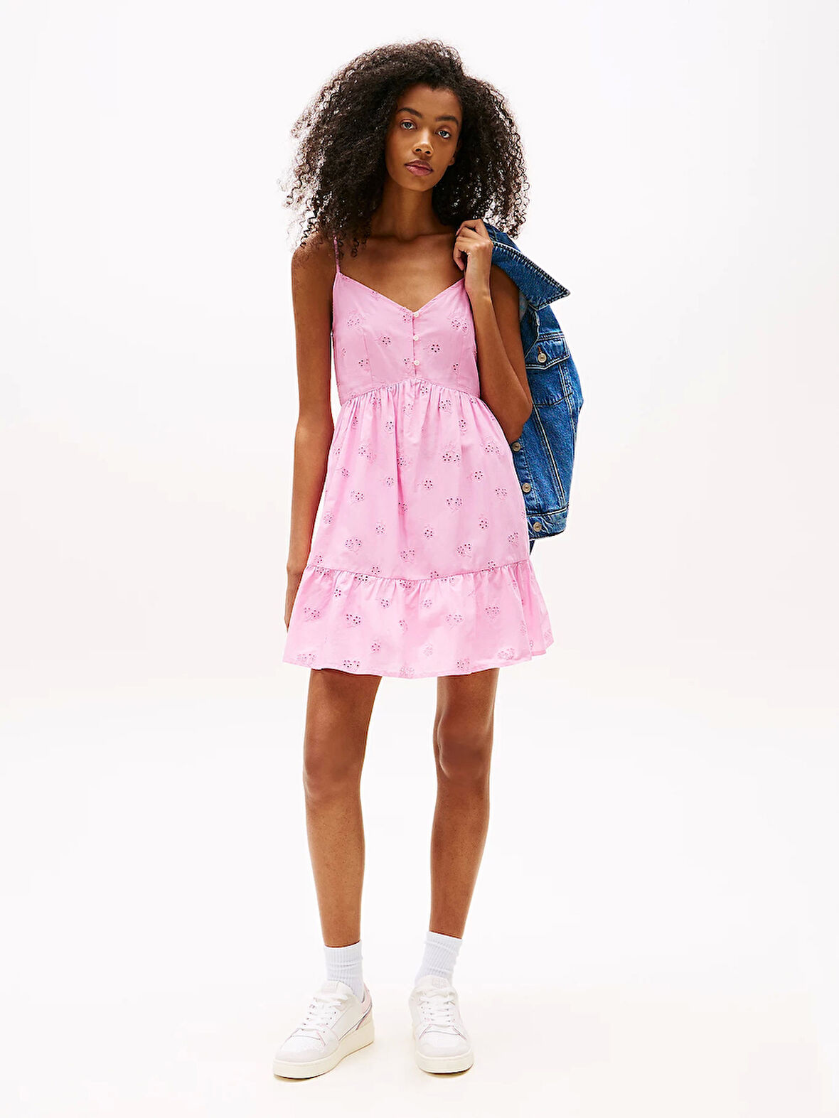 Tommy Jeans TJW BRODERIE ANGLAISE DRESS Kadın Pembe Elbise DW0DW21165U06