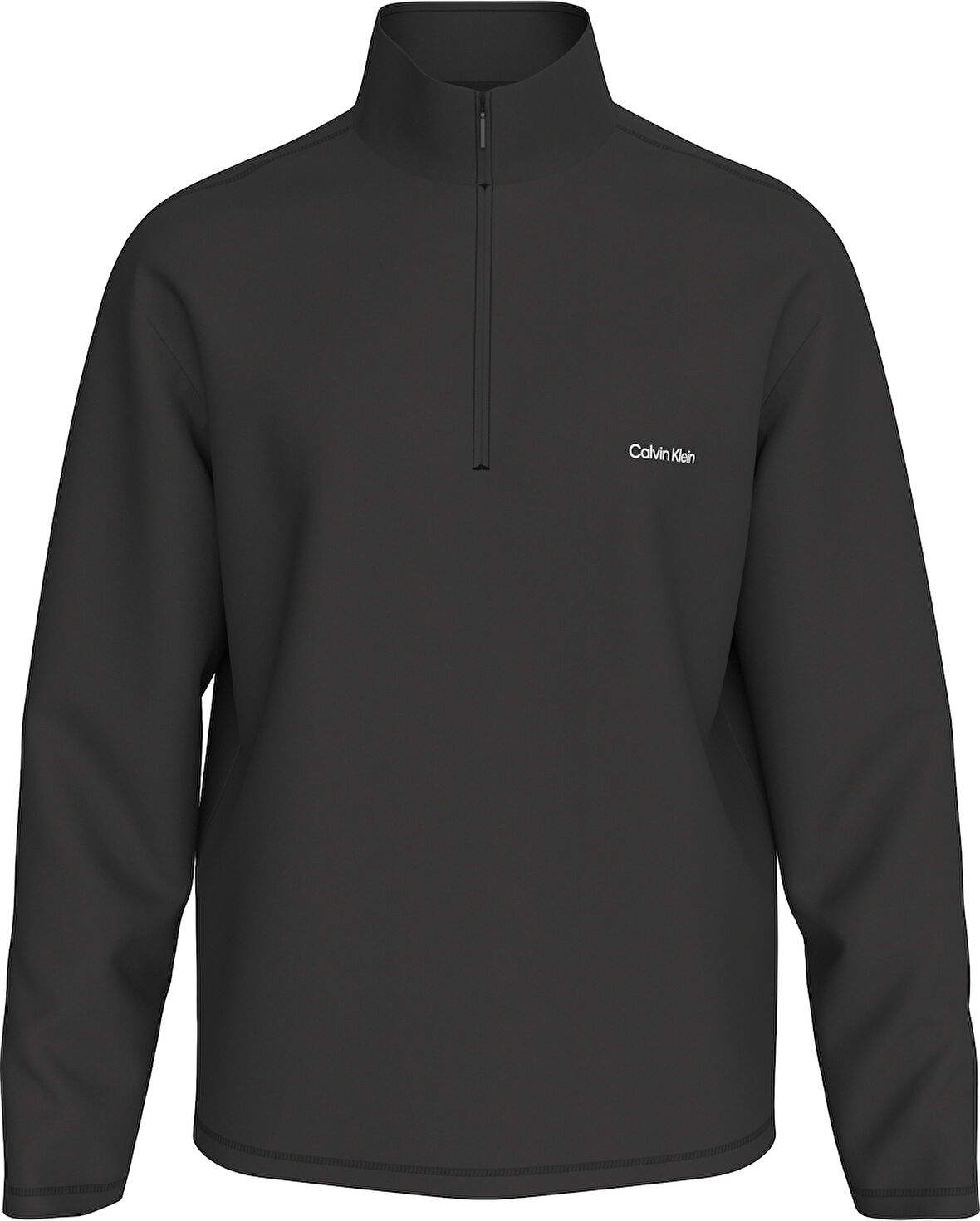CALVIN KLEIN Erkek Marka Logolu Yarım Fermuarlı Dik Yaka Siyah Sweatshirt LVGMF5W303 UB1