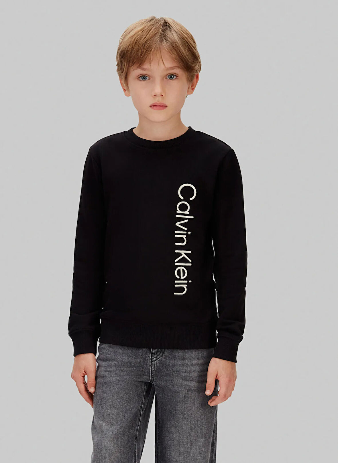 Calvin Klein Baskılı Erkek Çocuk Siyah Sweatshırt IB0IB02564BEH