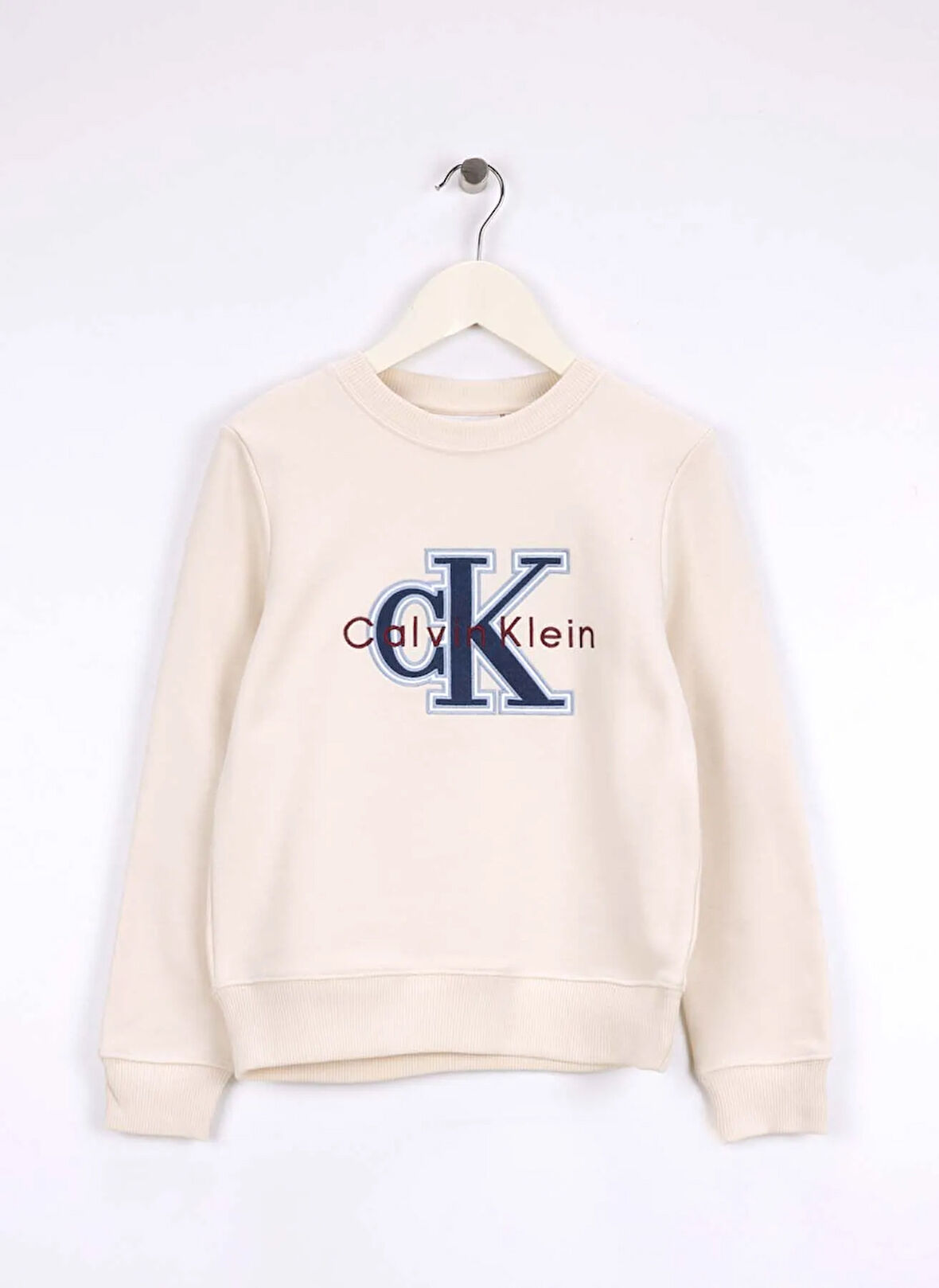 Calvin Klein Baskılı Erkek Çocuk Ekru Sweatshırt IB0IB02585PGB