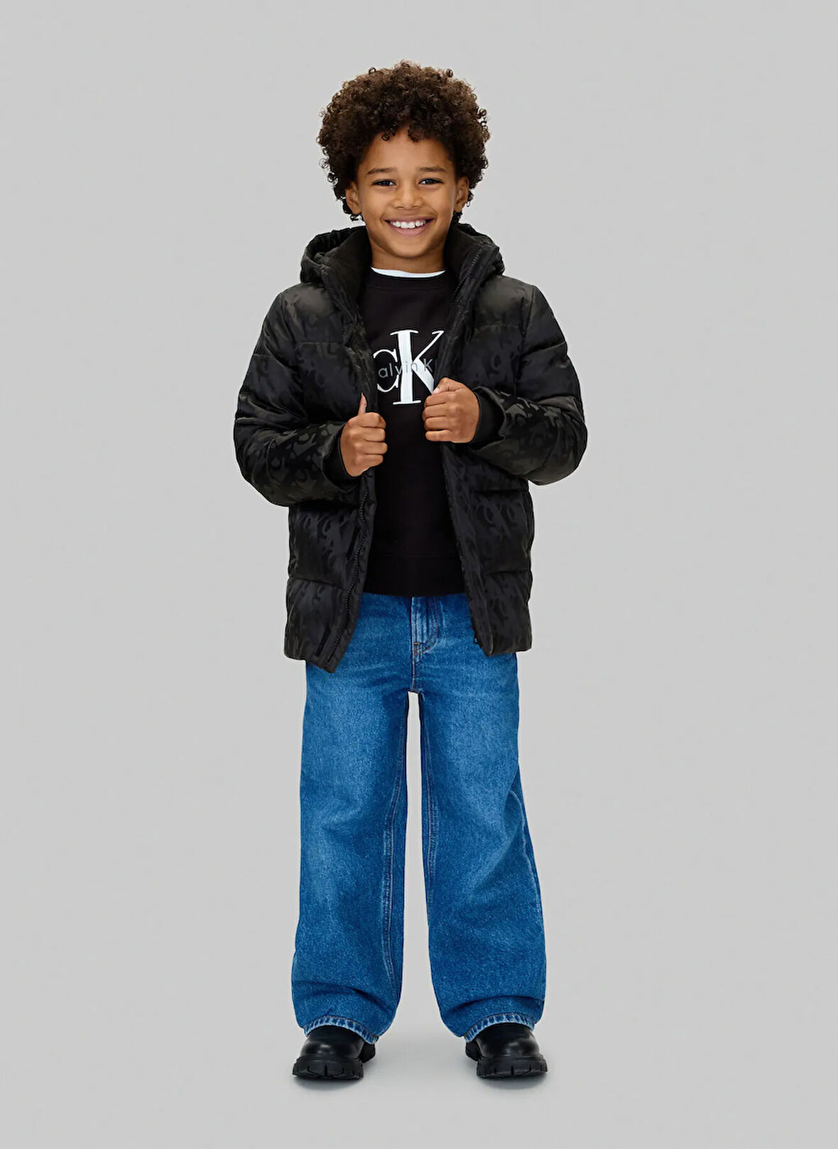 Calvin Klein Siyah Erkek Çocuk Şişme Mont IB0IB02570BEH