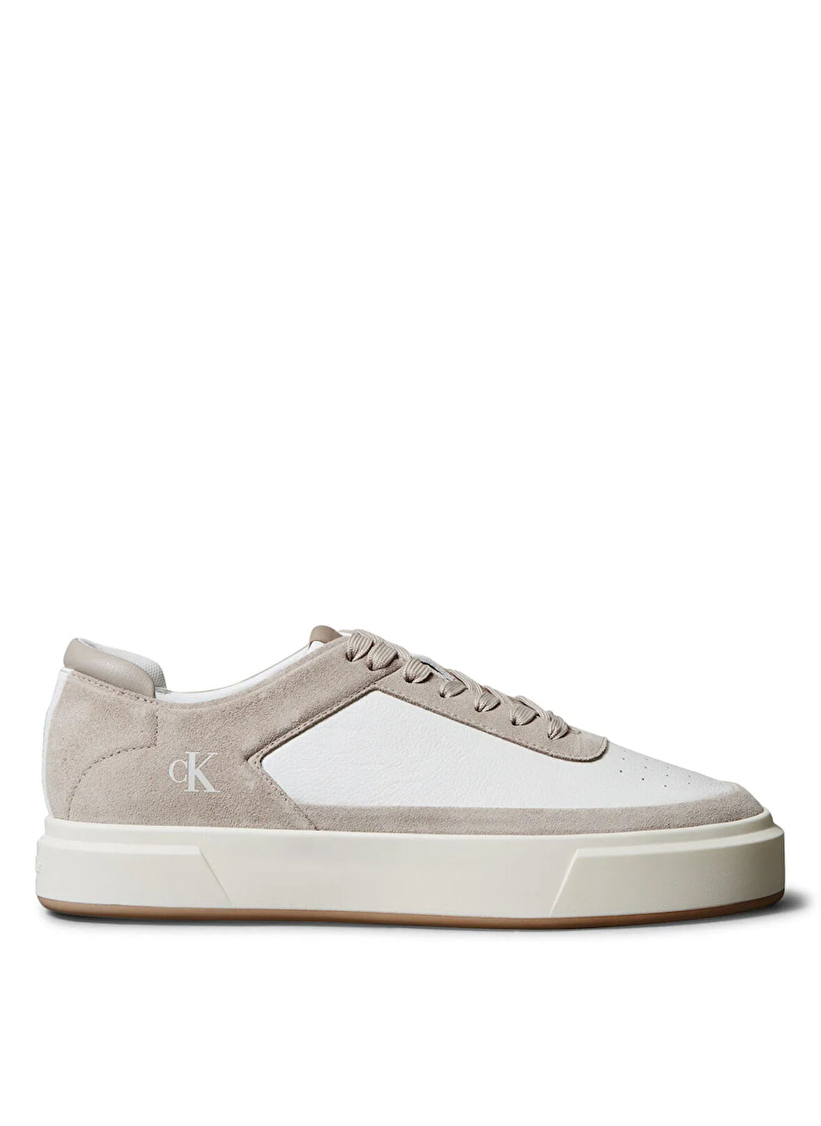Calvin Klein Beyaz - Krem Erkek Sneaker BASKET CUPSOLE LACEUP LTH-SU