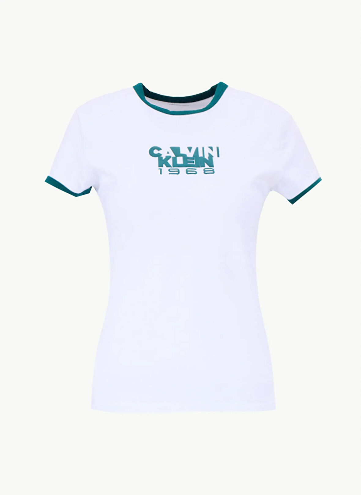 Calvin Klein Jeans Yuvarlak Yaka Baskılı Beyaz Kadın T-Shirt LV047D208GYAA