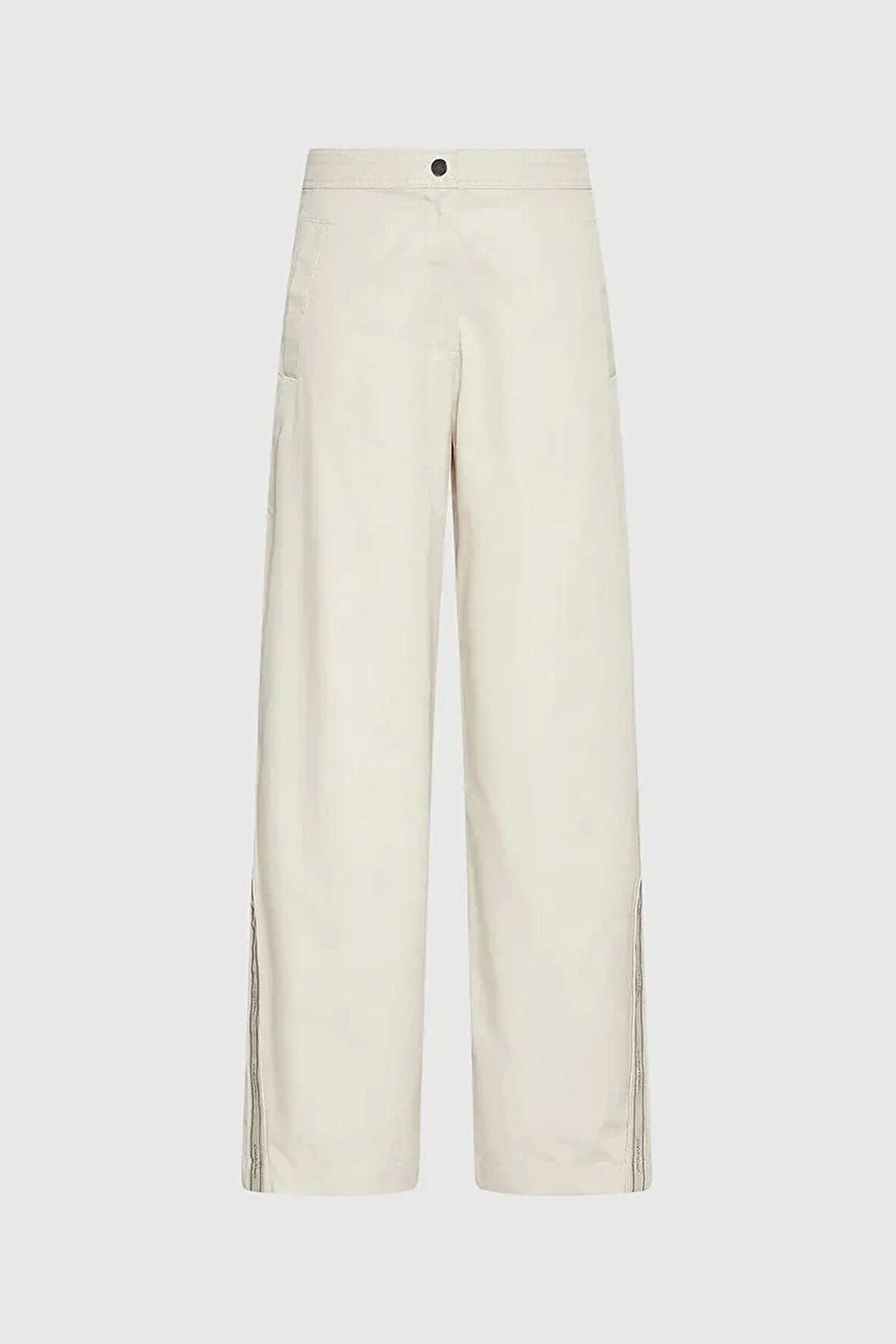 Calvin Klein Jeans Pamuklu Twill Tamamı Baskılı Logolu Çizgili Kadın Beyaz Pantolon LV044D612G-GTR