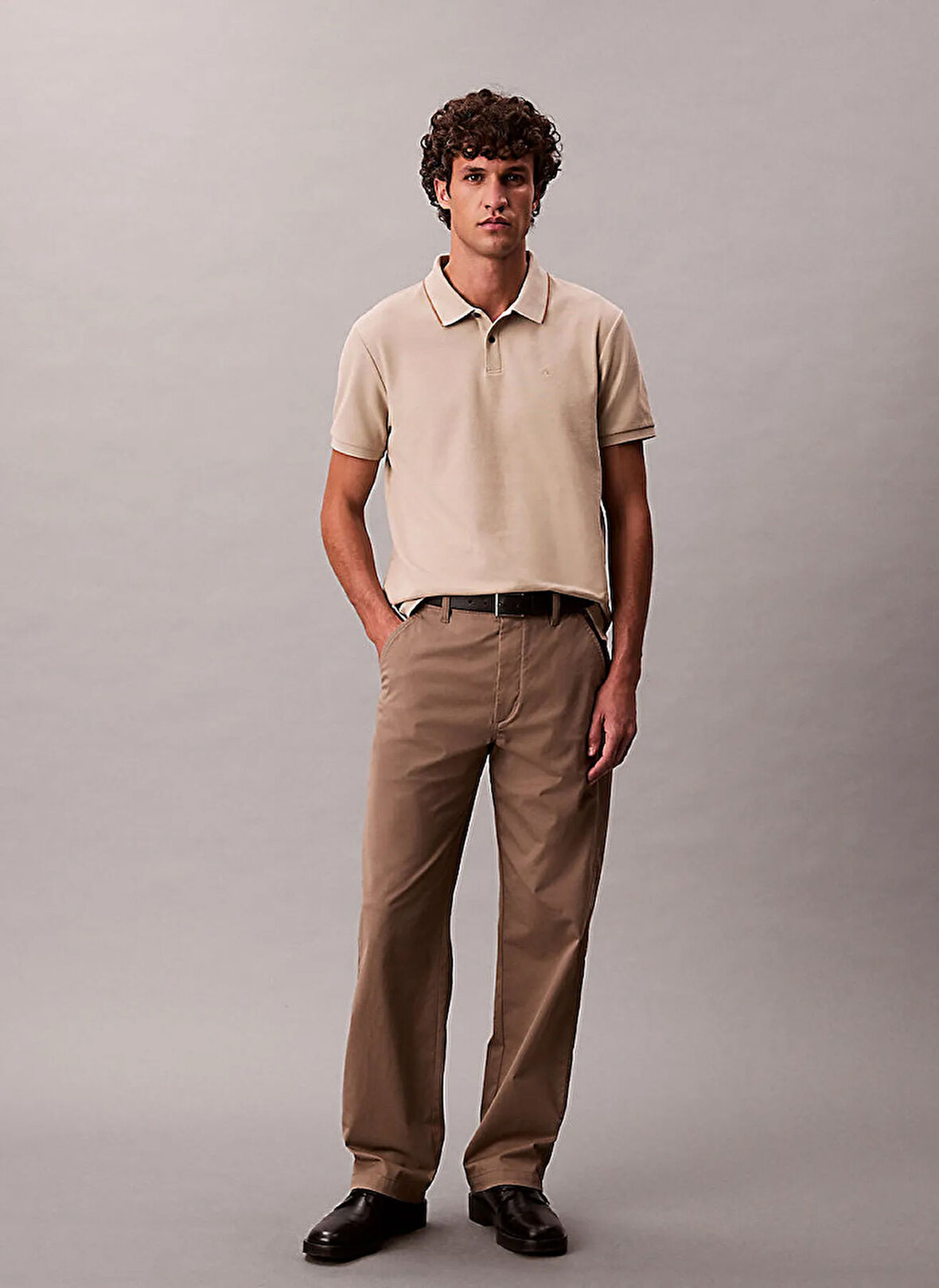 Calvin Klein Kahve Erkek Polo T-Shirt LV04LC239GGPF_SS REFINED PIQUE TIPP