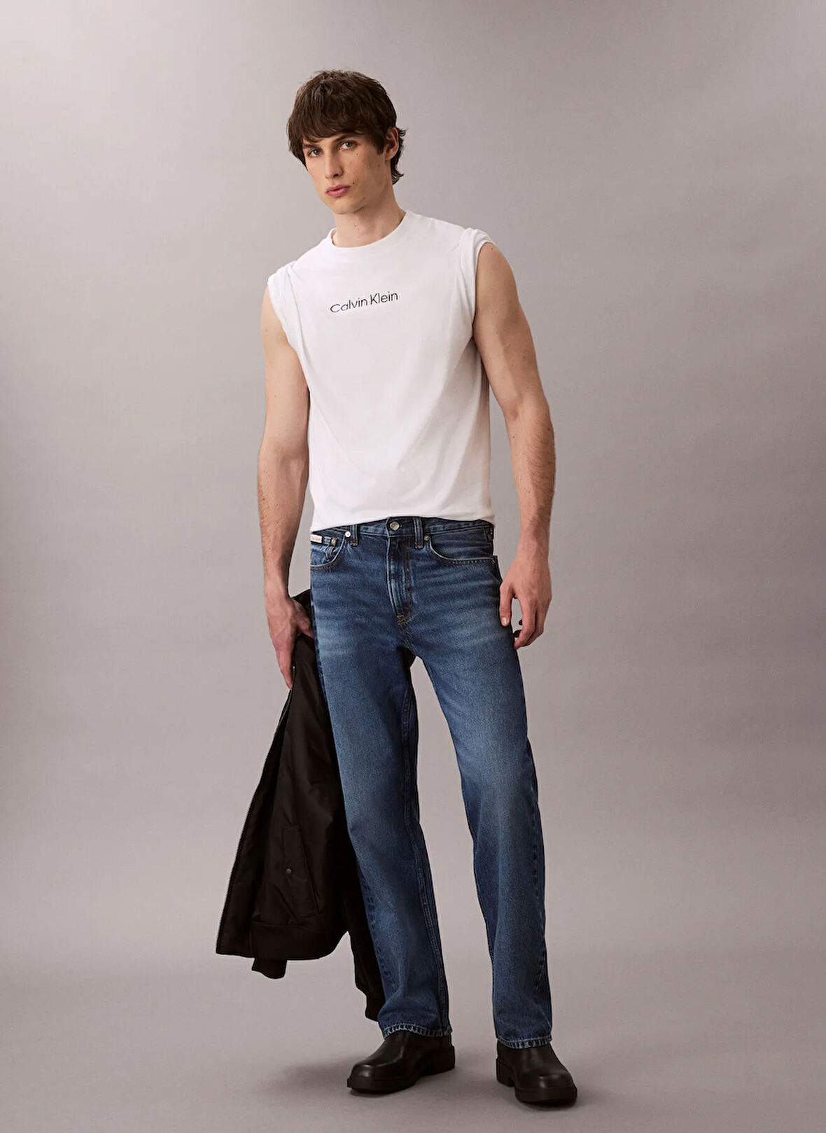 Calvin Klein Bisiklet Yaka Beyaz Erkek T-Shirt LV04LD230GYAF_SS STANDARD LOGO 30S