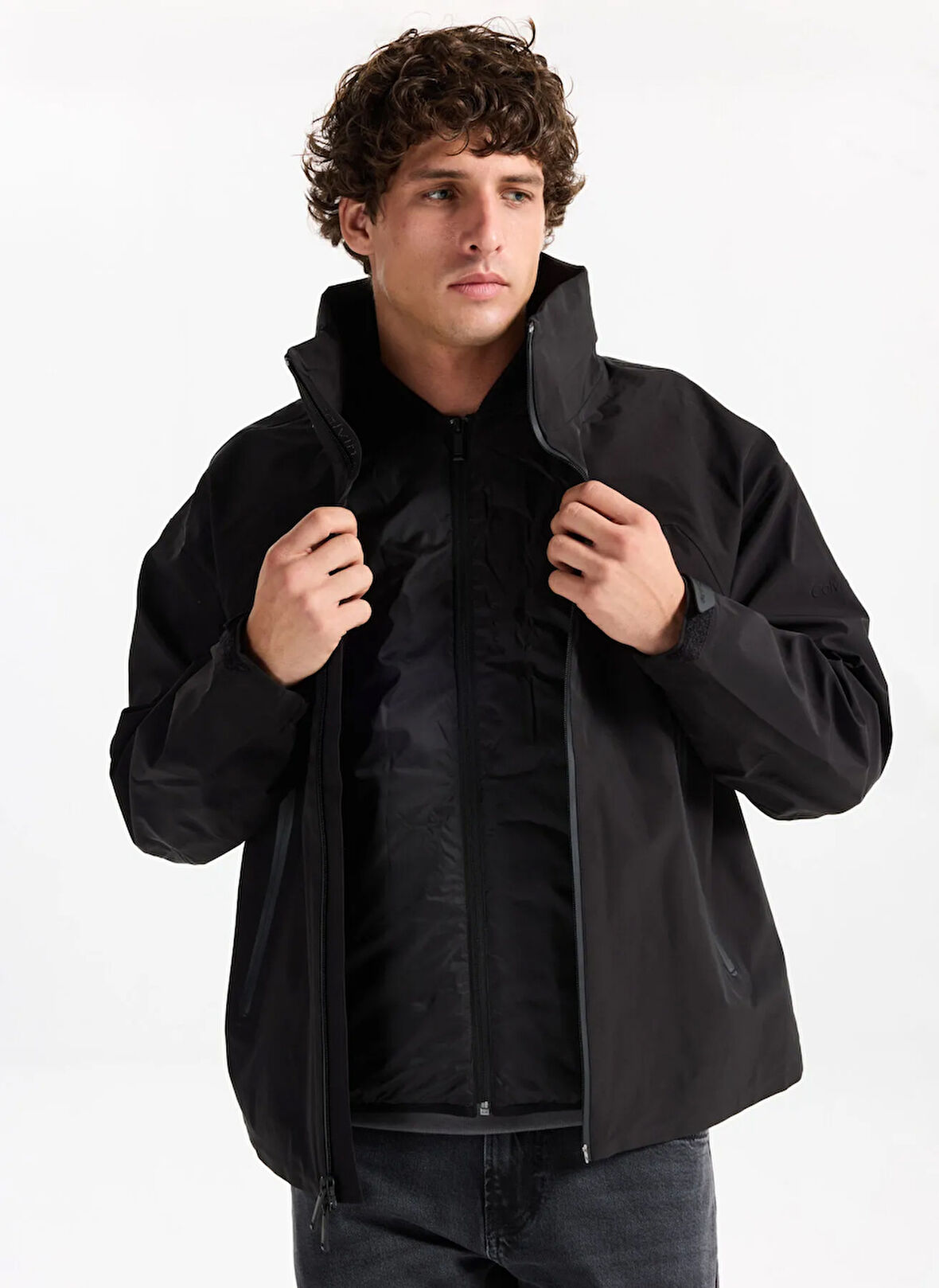Calvin Klein Normal Siyah Erkek Ceket LV04LD502GUB1_LS 3 IN 1 STAND COLLA