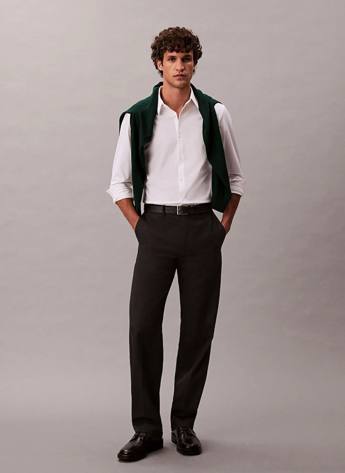 Calvin Klein Normal Gömlek Yaka Beyaz Erkek Gömlek LV04LB149GYAA_LS TECH STRETCH SLIM