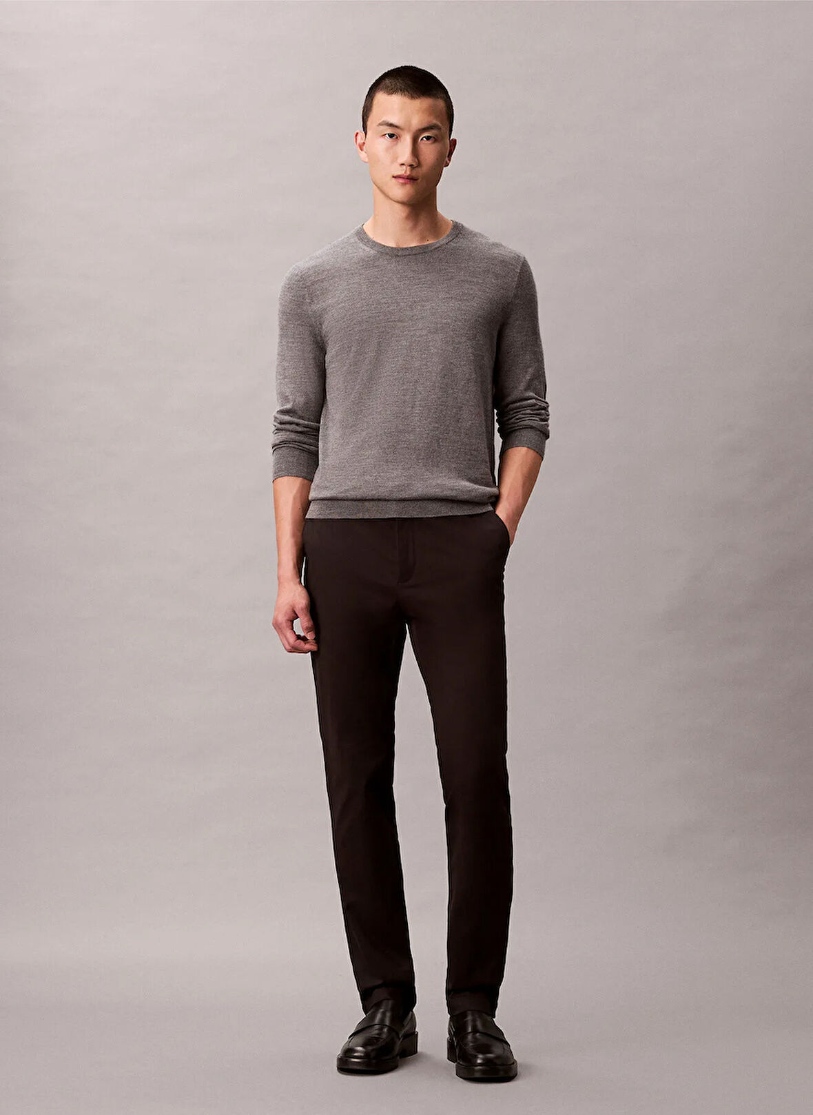 Calvin Klein Normal Bel Normal Paça Normal Siyah Erkek Pantolon LV04LD613GUB1_SLIM SATEEN CHINO TRO