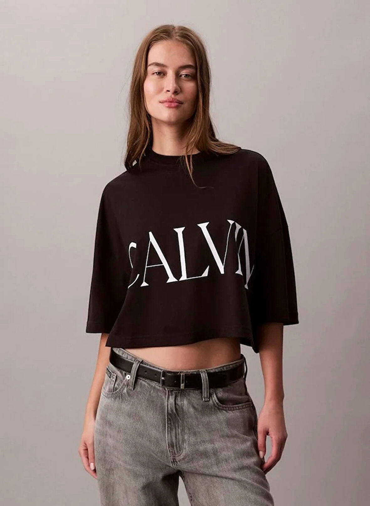 Calvin Klein Jeans Calvin Klein Kısa Grafik Baskılı Kısa Kollu Kadın Siyah T-shirt LV047D206G-UB1