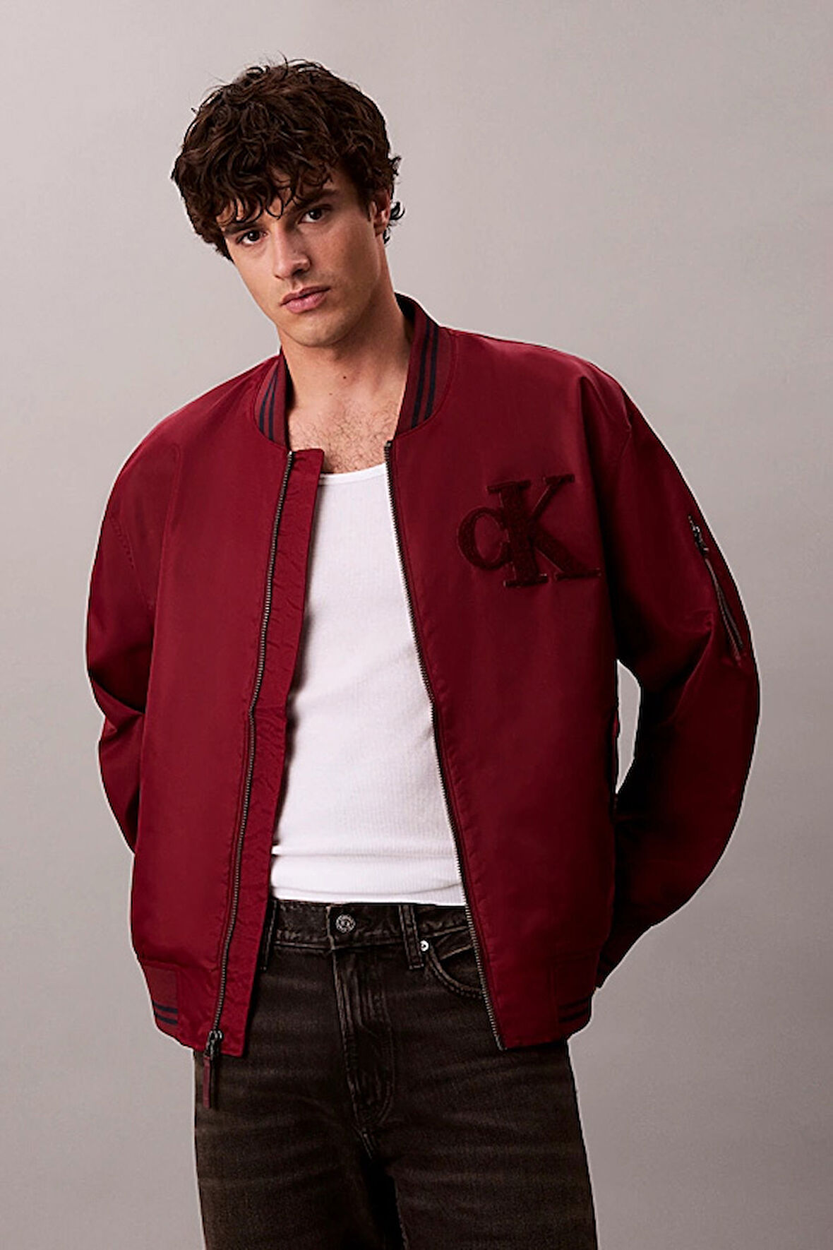 Erkek Tipped Hero Classic Fit Su İtici Bomber Mont - Bordo | XS
