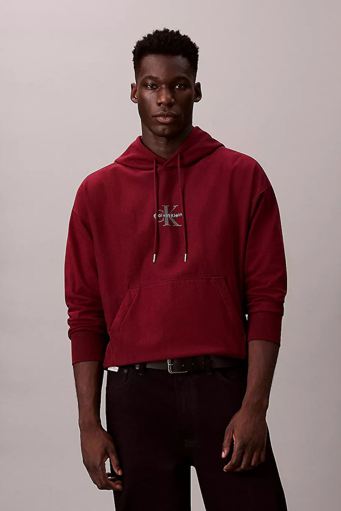Erkek Regular Fit Monogram Logolu Kapüşonlu Sweatshirt - Bordo | M