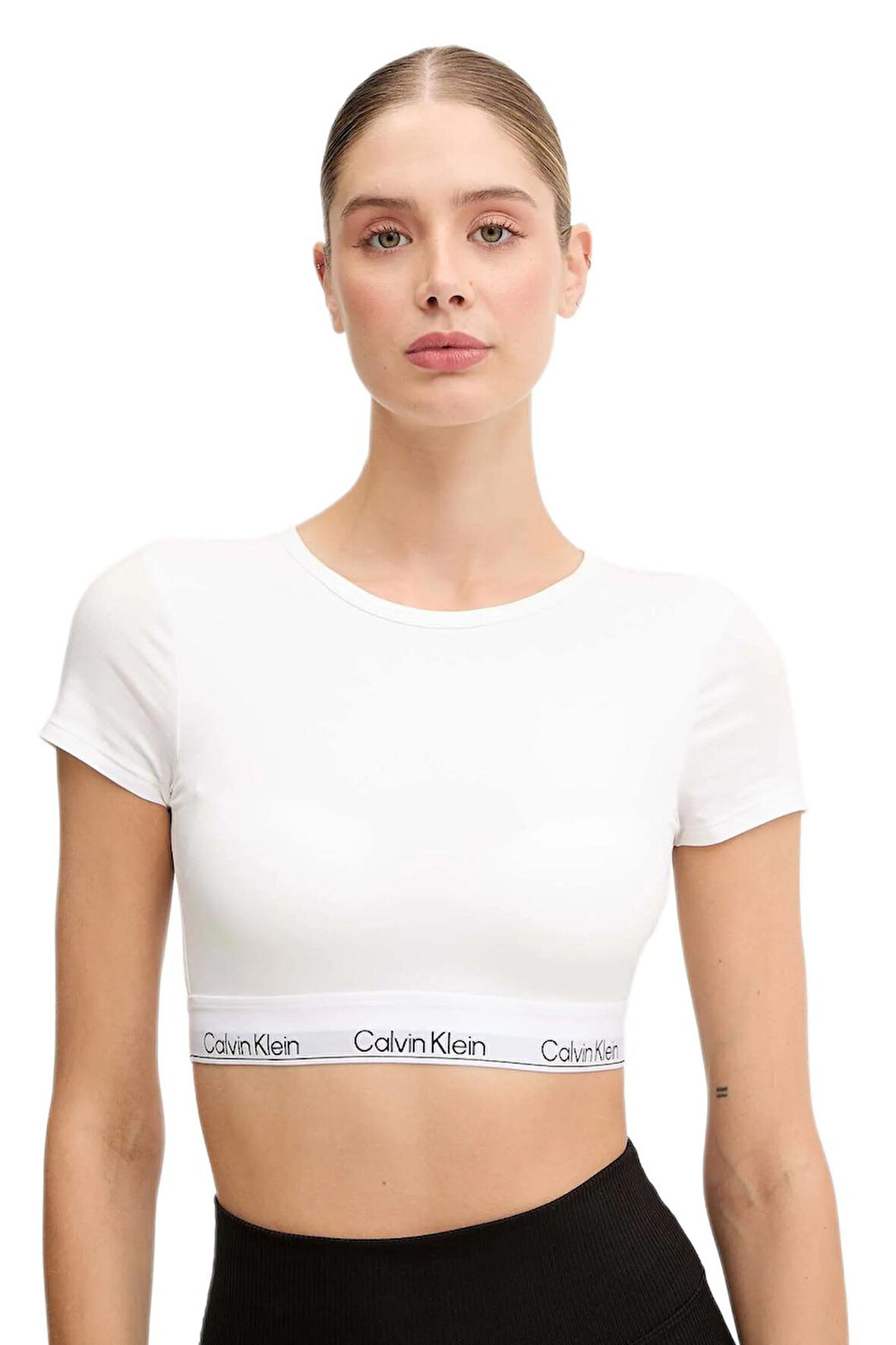 Calvin Klein Kadın Beyaz T-Shirt Bralet LV00QF8495