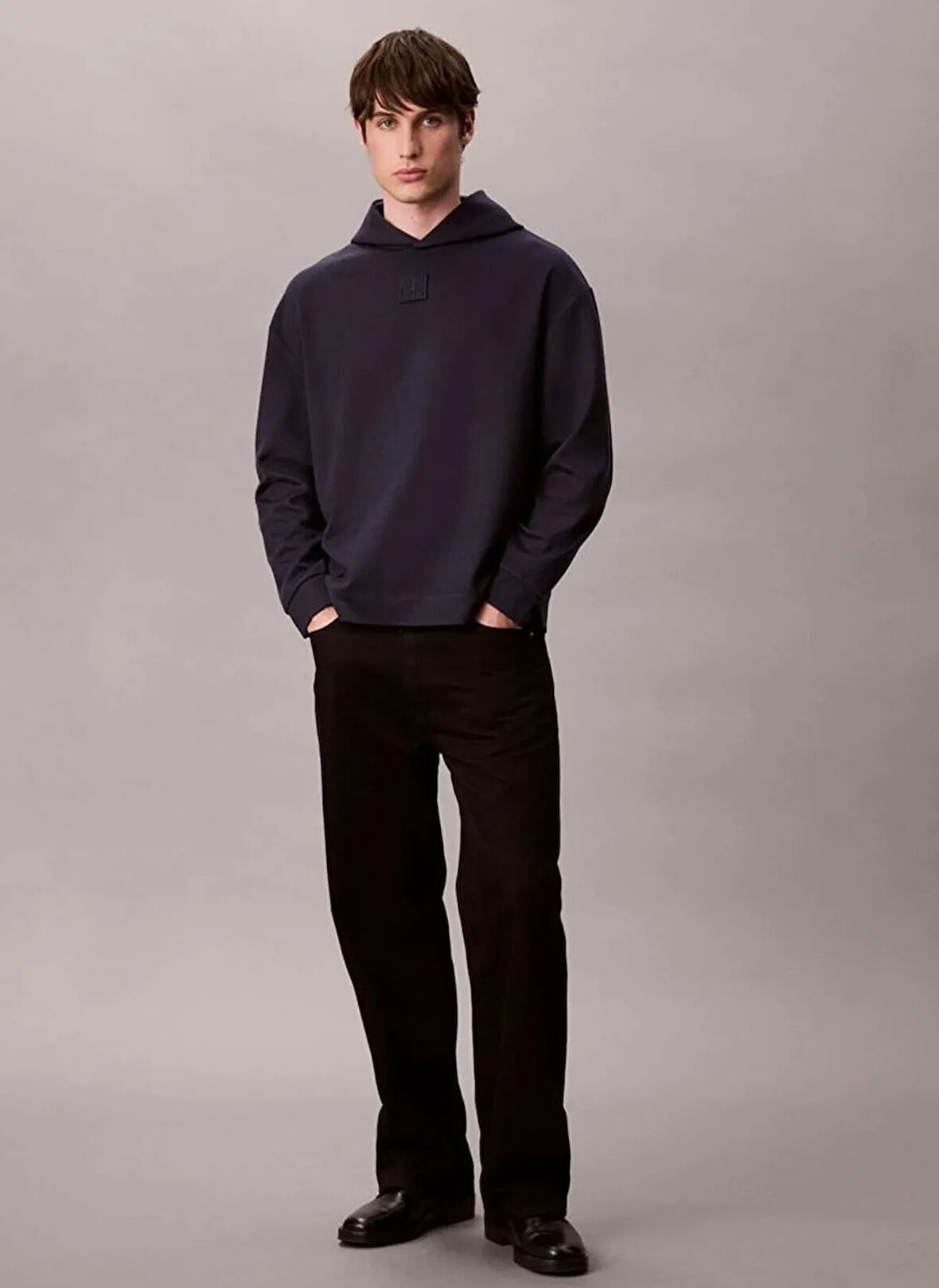 Calvin Klein Kapüşon Yaka Mavi Erkek Sweatshırt LV04LD211GCEF_LS STRETCH WOOL BLEND