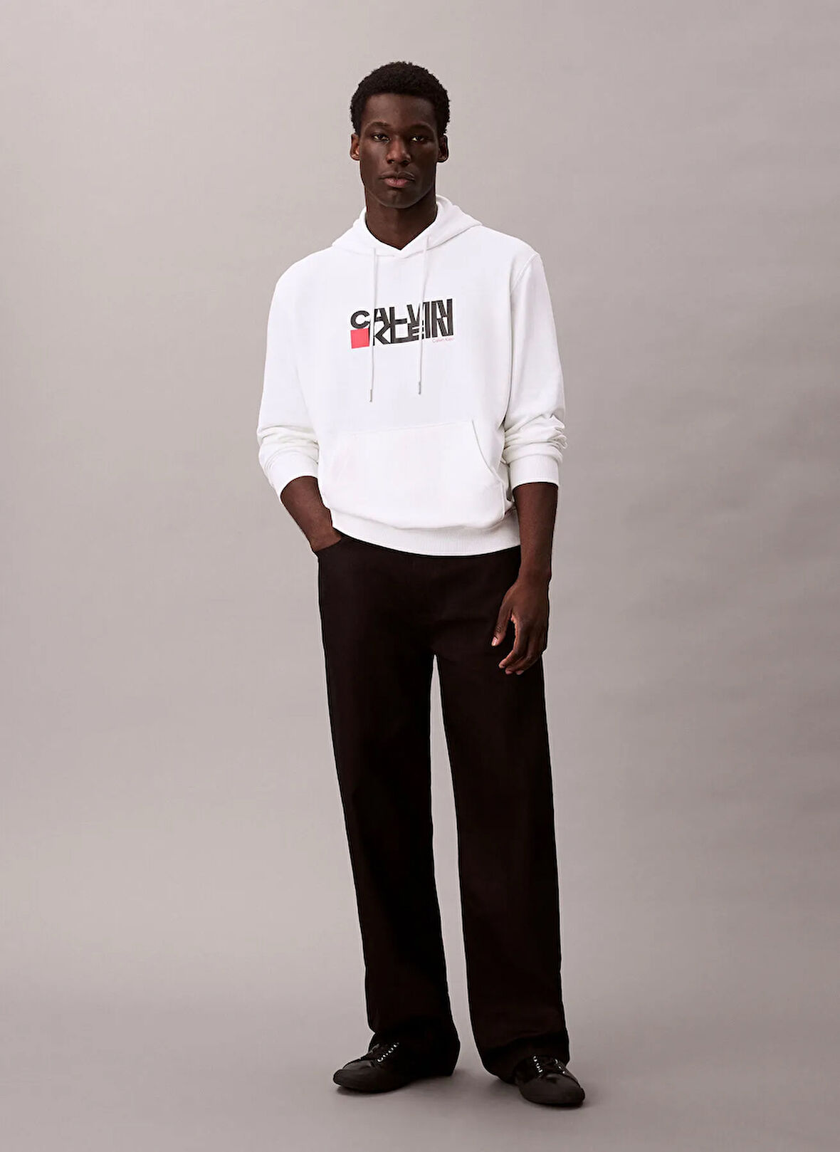 Calvin Klein Jeans Kapüşon Yaka Beyaz Erkek Sweatshırt LV04RD258GYAF LS EU 350TERRY CK RED