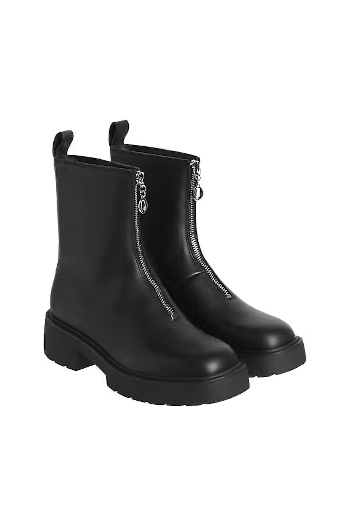 Kadın Önden Fermuarlı Kalın Tabanlı Bot - Siyah | 38