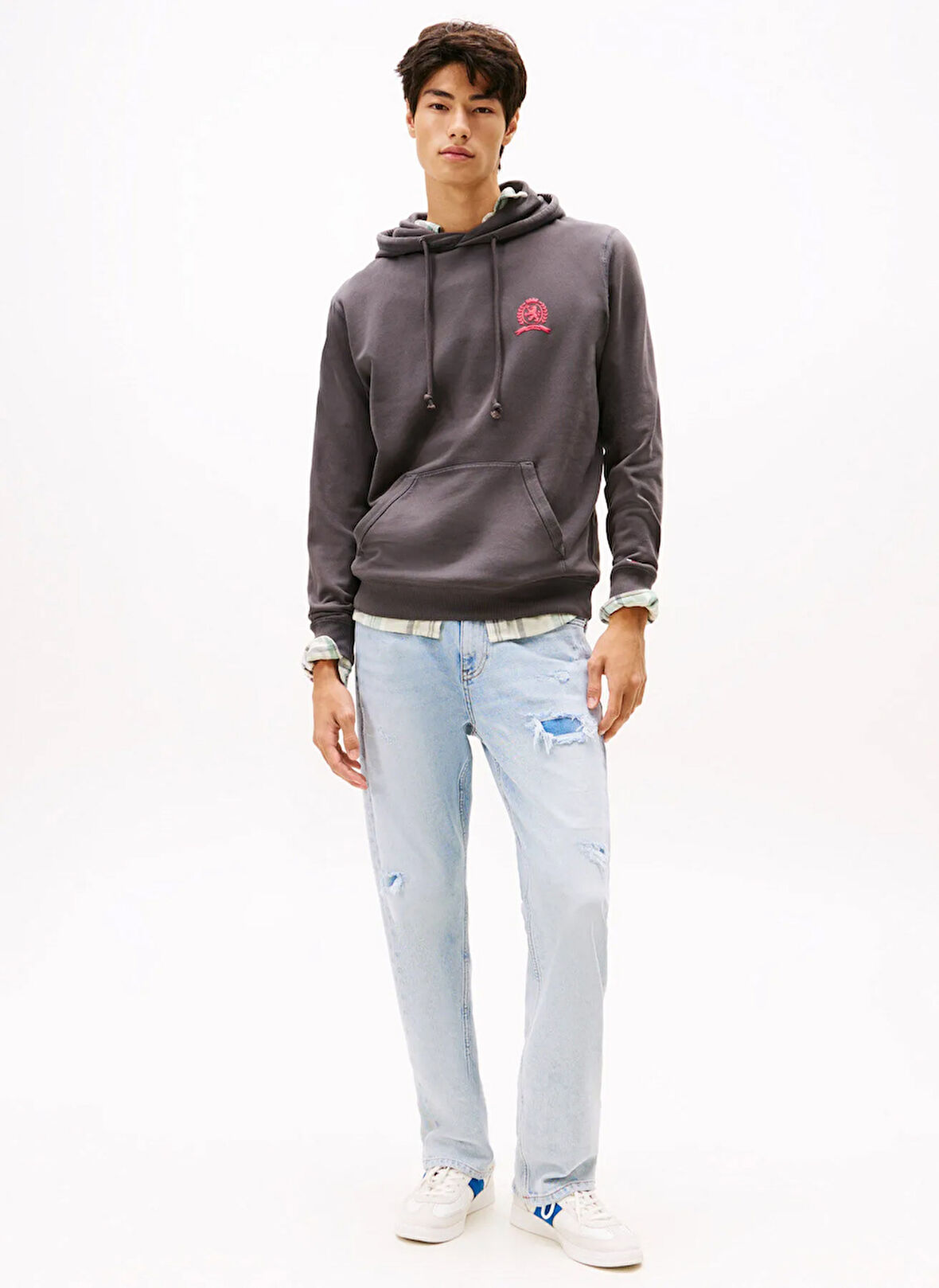 Tommy Jeans Kapüşon Yaka Siyah Erkek Sweatshırt DM0DM22085BDS TJM REG WASHED CREST