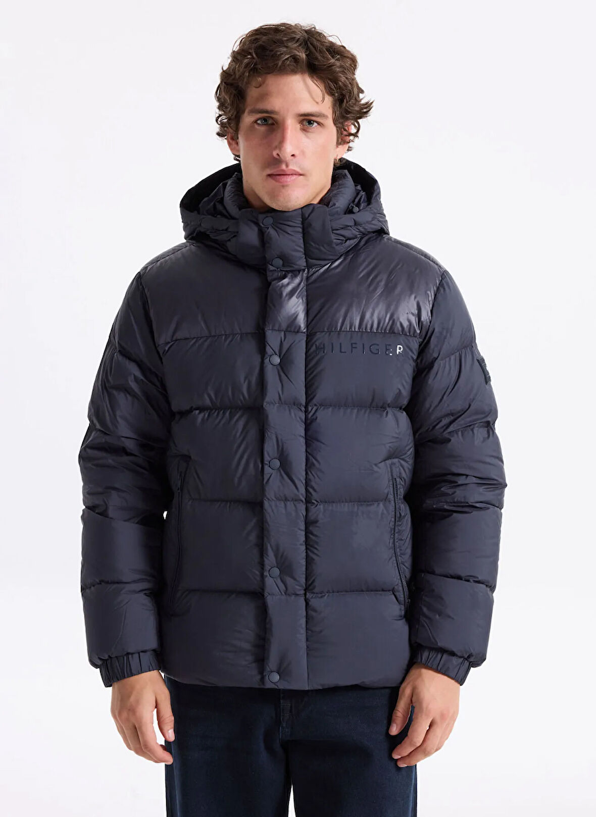 Tommy Hilfiger Mavi Erkek Mont MW0MW40613DW5_MIX DOWN HOODED PUFFE