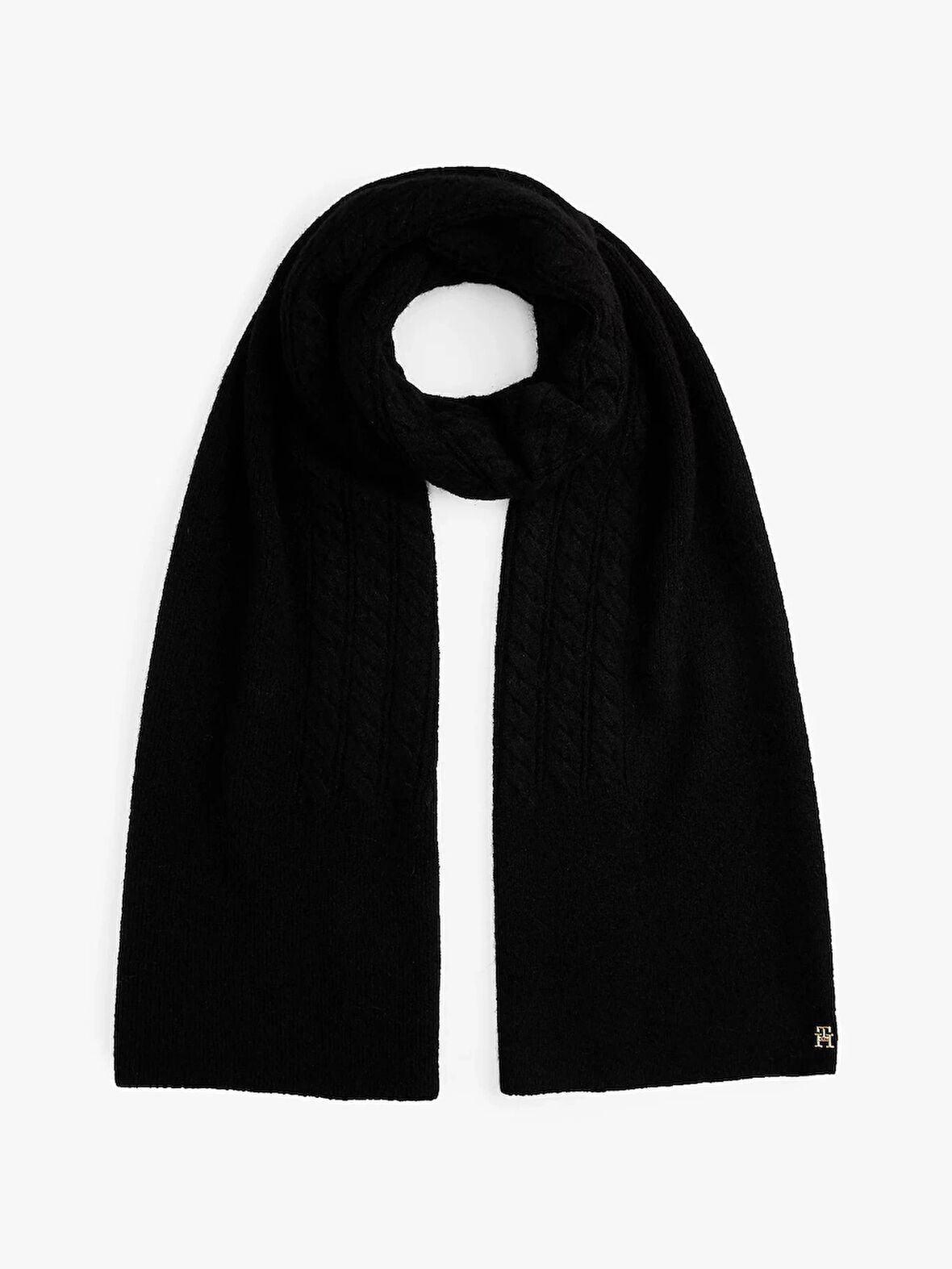 Tommy Hilfiger TH Elevated Chic Yumuşak Kadın Siyah Eşarp AW0AW17788BDS