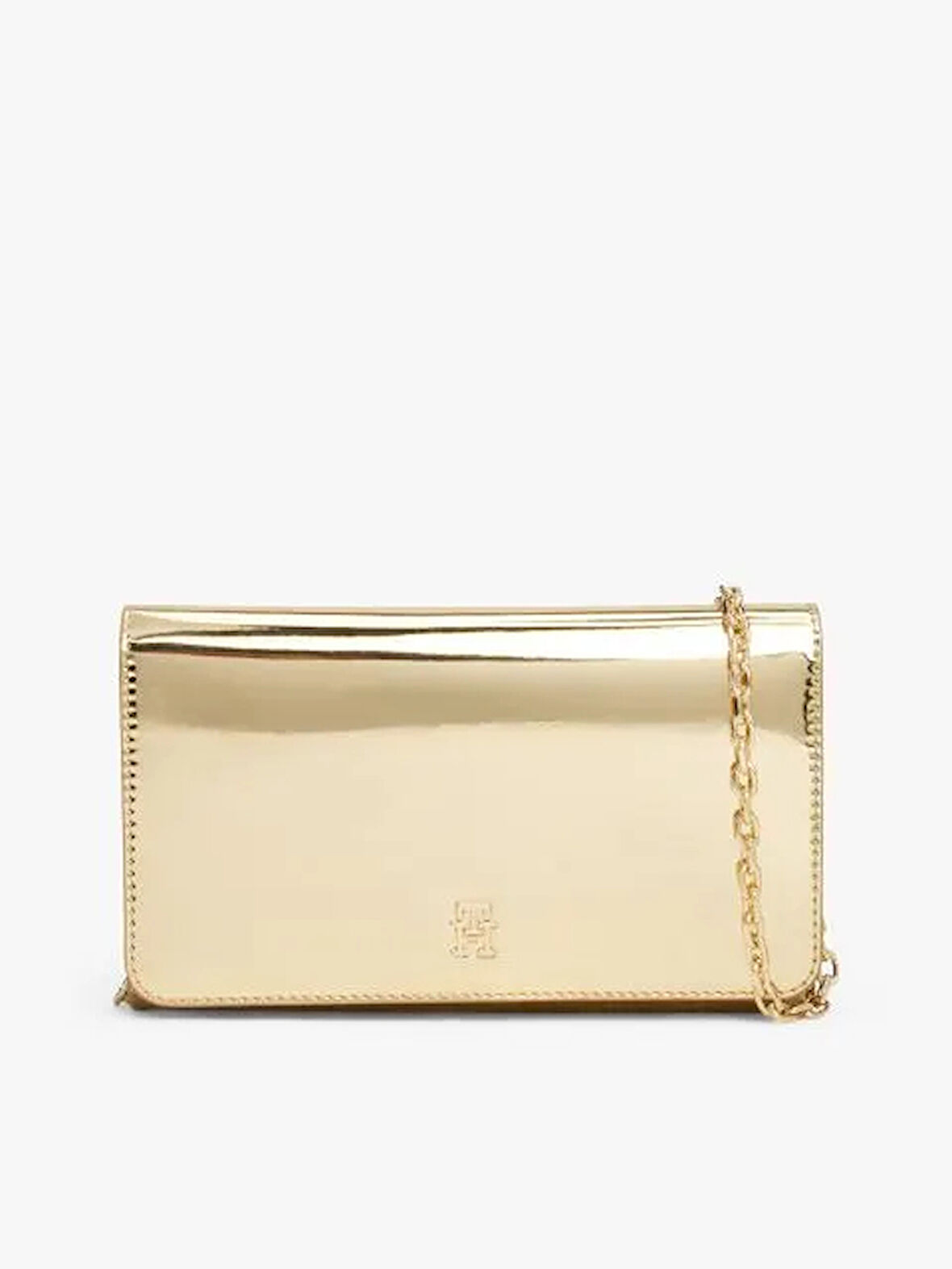 Tommy Hilfiger TH Icon Metalik Zincirli Kapaklı Kadın Gold Cüzdan AW0AW179590HS