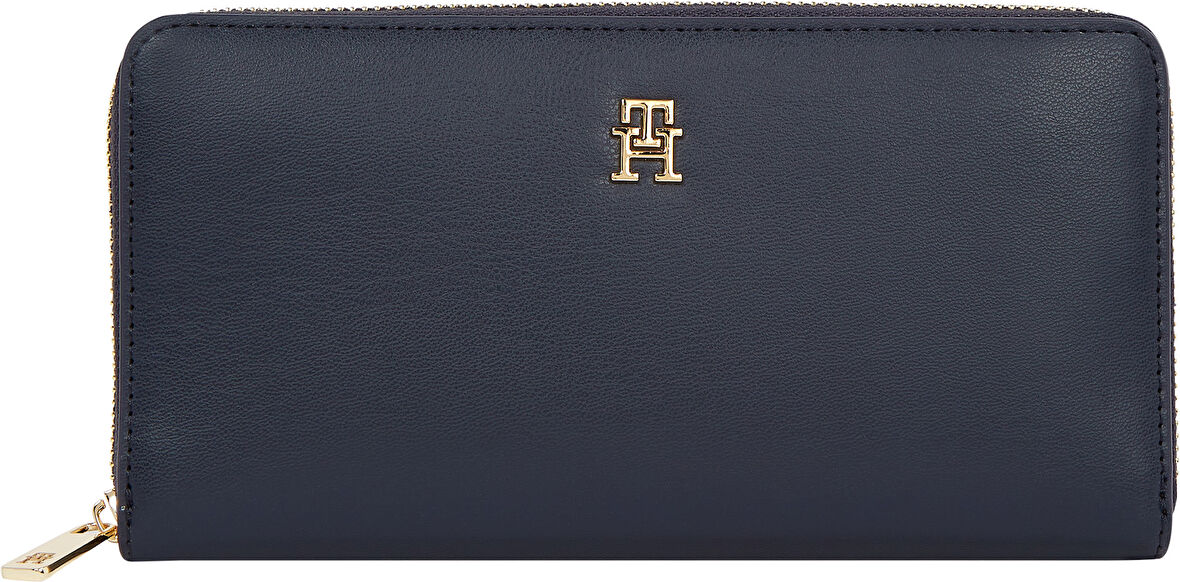 TOMMY HILFIGER Kadın Marka Logolu Full Fermuarlı Şık Görünüşlü Günlük Kullanıma Uygun Mavi Cüzdan AW0AW17744 DW6